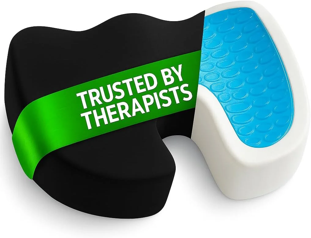 بالشتک صندلی ارتوپدی برای صندلی اداری - بالشتک دنبالچه فوم حافظه دار تقویت شده با ژل برای تسکین درد دنبالچه، سیاتیک و پشتیبانی از کمر - بالش راحتی برای میز، ماشین، ویلچر، مسافرت (مشکی) بالشتک صندلی ارتوپدی برای صندلی اداری - بالشتک دنبالچه فوم حافظه دار تقویت شده با ژل برای تسکین درد دنبالچه، سیاتیک و پشتیبانی از کمر - بالش راحتی برای میز، ماشین، ویلچر، مسافرت (مشکی)