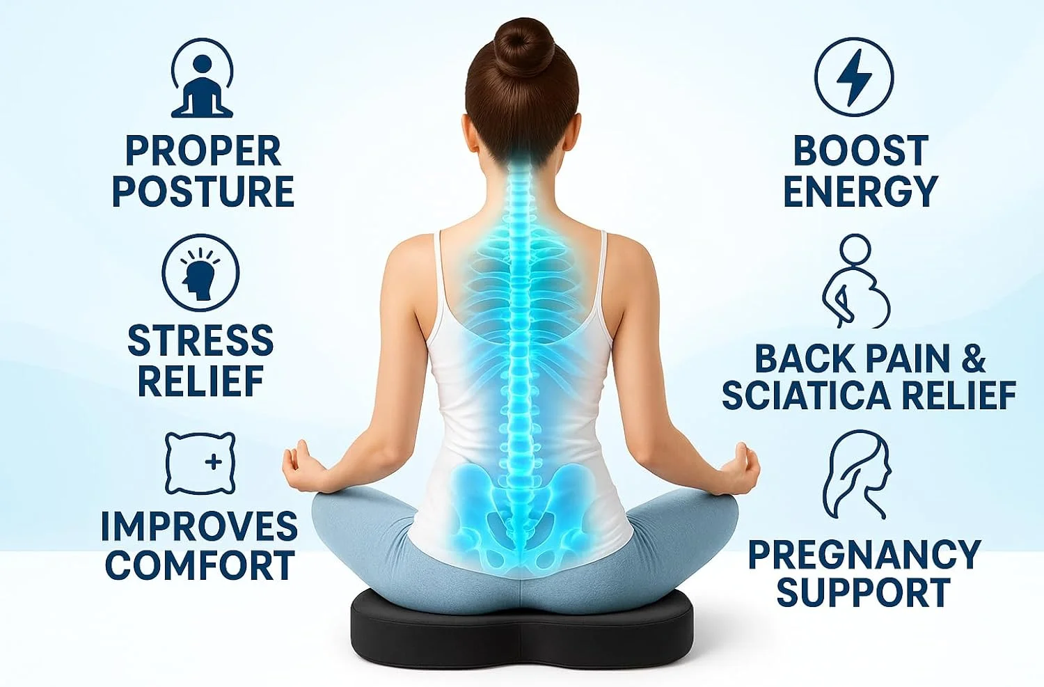 بالشتک صندلی ارتوپدی برای صندلی اداری - بالشتک دنبالچه فوم حافظه دار تقویت شده با ژل برای تسکین درد دنبالچه، سیاتیک و پشتیبانی از کمر - بالش راحتی برای میز، ماشین، ویلچر، مسافرت (مشکی) بالشتک صندلی ارتوپدی برای صندلی اداری - بالشتک دنبالچه فوم حافظه دار تقویت شده با ژل برای تسکین درد دنبالچه، سیاتیک و پشتیبانی از کمر - بالش راحتی برای میز، ماشین، ویلچر، مسافرت (مشکی)