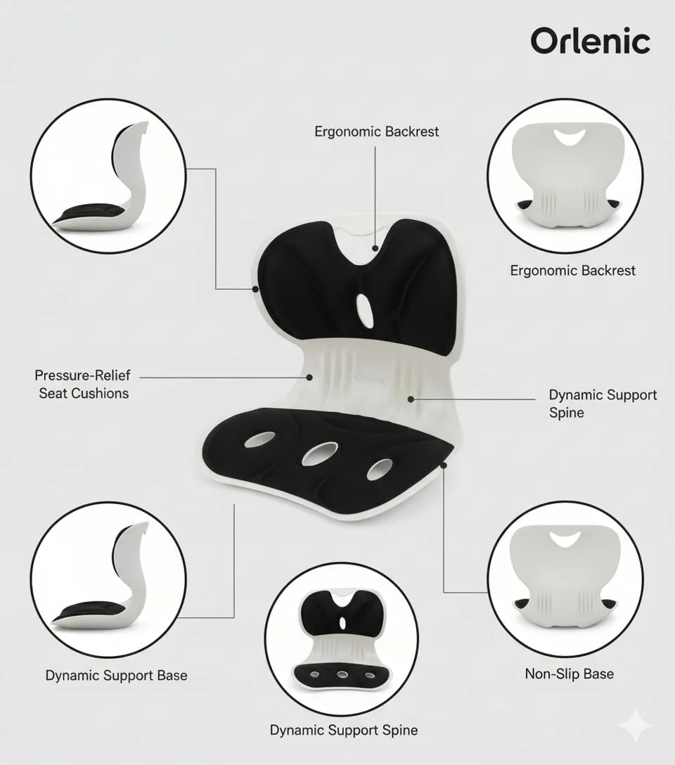 کوسن پشتیبانی کمری طرح گلبرگ برای صندلی اداری | بالشتک ارگونومیک پشتی و لگن با پارچه تنفسی برای وضعیت بدنی صحیح و تسکین درد - مشکی کوسن پشتیبانی کمری طرح گلبرگ برای صندلی اداری | بالشتک ارگونومیک پشتی و لگن با پارچه تنفسی برای وضعیت بدنی صحیح و تسکین درد - مشکی