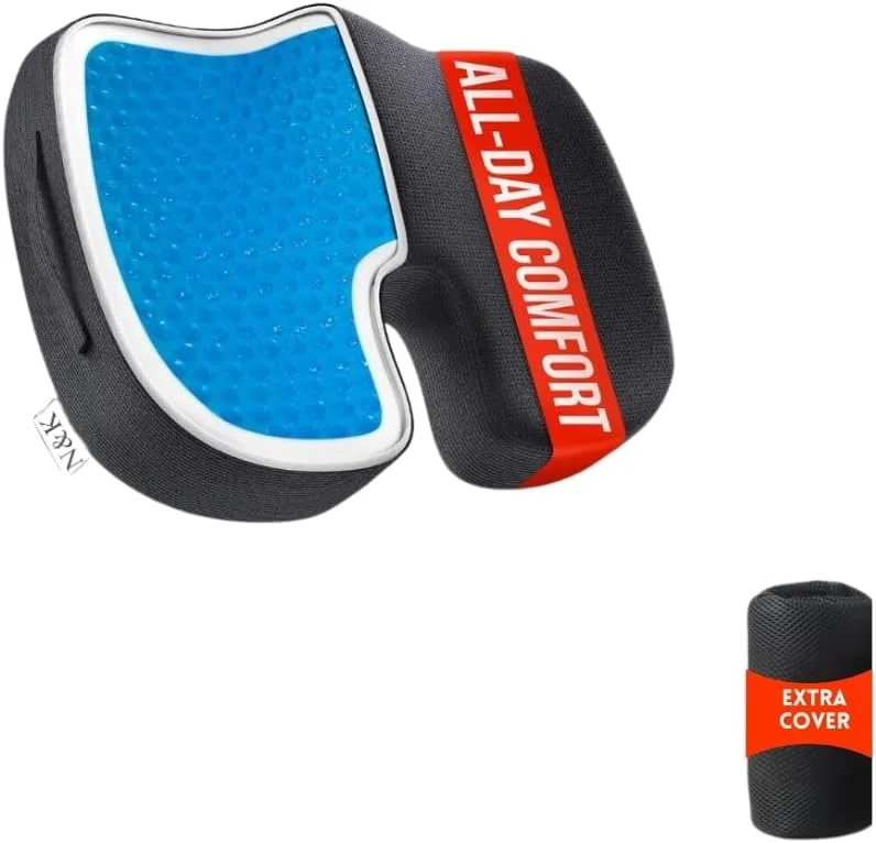 بالشتک صندلی ژله ای ارتوپدی برای صندلی اداری، فوم حافظه دار تقویت شده با ژل برای استخوان دنبالچه، کمردرد و تسکین سیاتیک - ماشین، مسافرت - طراحی قابل حمل، تنفسی و ضد لغزش بالشتک صندلی ژله ای ارتوپدی برای صندلی اداری، فوم حافظه دار تقویت شده با ژل برای استخوان دنبالچه، کمردرد و تسکین سیاتیک - ماشین، مسافرت - طراحی قابل حمل، تنفسی و ضد لغزش