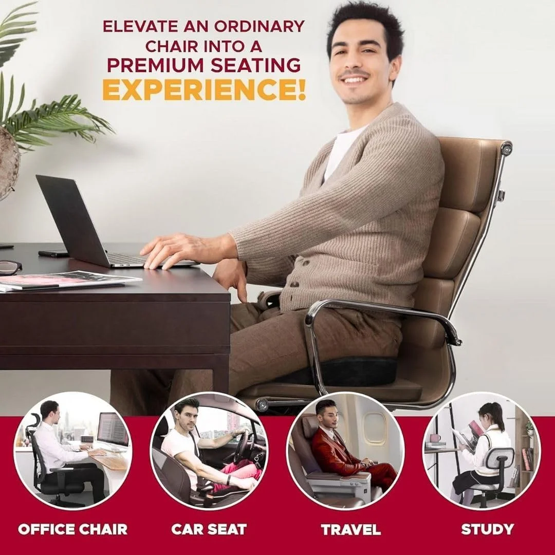 بالشتک صندلی ژله ای ارتوپدی برای صندلی اداری، فوم حافظه دار تقویت شده با ژل برای استخوان دنبالچه، کمردرد و تسکین سیاتیک - ماشین، مسافرت - طراحی قابل حمل، تنفسی و ضد لغزش بالشتک صندلی ژله ای ارتوپدی برای صندلی اداری، فوم حافظه دار تقویت شده با ژل برای استخوان دنبالچه، کمردرد و تسکین سیاتیک - ماشین، مسافرت - طراحی قابل حمل، تنفسی و ضد لغزش