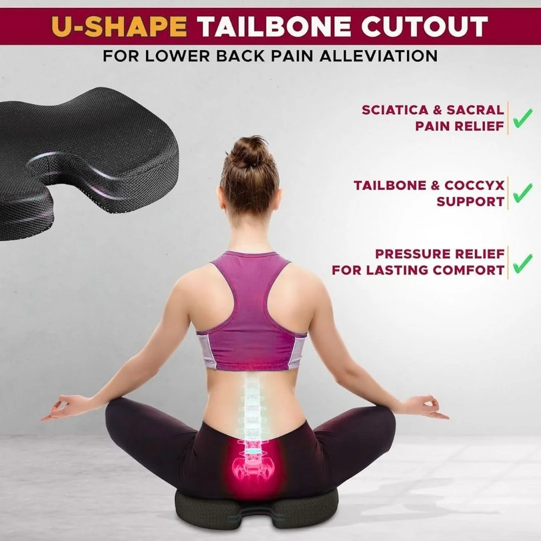 بالشتک صندلی ژله ای ارتوپدی برای صندلی اداری، فوم حافظه دار تقویت شده با ژل برای استخوان دنبالچه، کمردرد و تسکین سیاتیک - ماشین، مسافرت - طراحی قابل حمل، تنفسی و ضد لغزش بالشتک صندلی ژله ای ارتوپدی برای صندلی اداری، فوم حافظه دار تقویت شده با ژل برای استخوان دنبالچه، کمردرد و تسکین سیاتیک - ماشین، مسافرت - طراحی قابل حمل، تنفسی و ضد لغزش