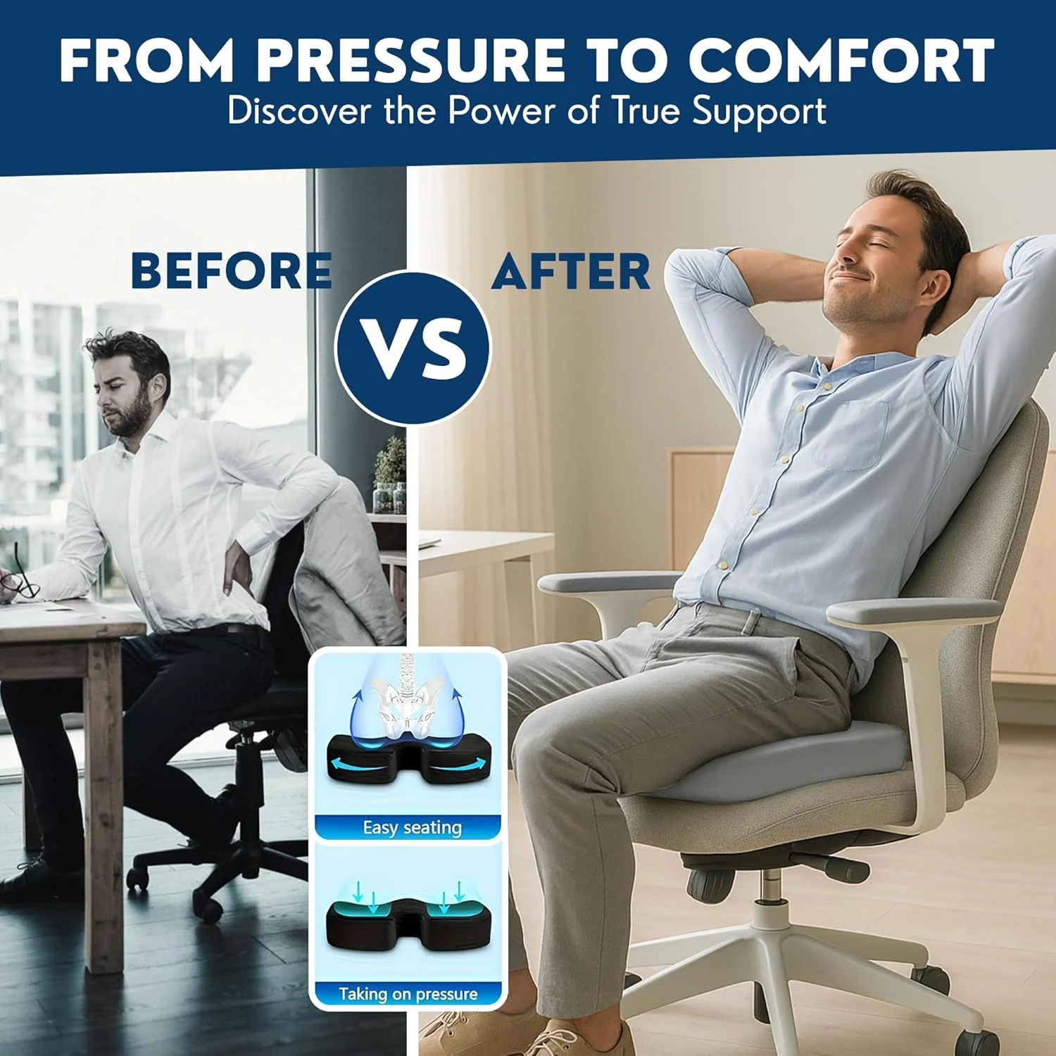 بالشتک صندلی طبی مموری فوم برای درد پایین کمر و سیاتیک، تسکین درد دنبالچه/بالشتک صندلی اداری مسافرتی، ارگونومیک برای وضعیت بدنی سالم و نشستن طولانی مدت (خاکستری) بالشتک صندلی طبی مموری فوم برای درد پایین کمر و سیاتیک، تسکین درد دنبالچه/بالشتک صندلی اداری مسافرتی، ارگونومیک برای وضعیت بدنی سالم و نشستن طولانی مدت (خاکستری)