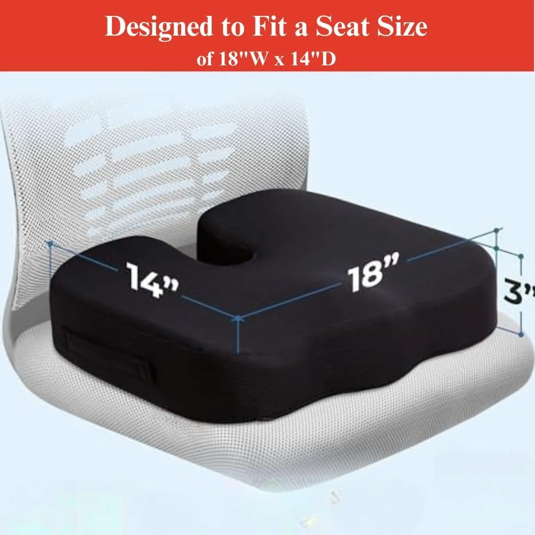بالشتک صندلی ژله ای ارتوپدی برای صندلی اداری، فوم حافظه دار تقویت شده با ژل برای استخوان دنبالچه، کمردرد و تسکین سیاتیک - ماشین، مسافرت - طراحی قابل حمل، تنفسی و ضد لغزش بالشتک صندلی ژله ای ارتوپدی برای صندلی اداری، فوم حافظه دار تقویت شده با ژل برای استخوان دنبالچه، کمردرد و تسکین سیاتیک - ماشین، مسافرت - طراحی قابل حمل، تنفسی و ضد لغزش