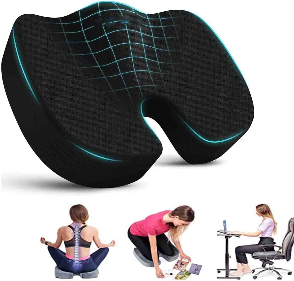 بالشتک صندلی نوجوم برای صندلی اداری، فوم حافظه دار ضد لغزش، بالشتک صندلی میز، تسکین درد دنبالچه، سیاتیک، استخوان دنبالچه، بالشتک باسن برای صندلی اداری، ماشین، ویلچر (مشکی) بالشتک صندلی نوجوم برای صندلی اداری، فوم حافظه دار ضد لغزش، بالشتک صندلی میز، تسکین درد دنبالچه، سیاتیک، استخوان دنبالچه، بالشتک باسن برای صندلی اداری، ماشین، ویلچر (مشکی)