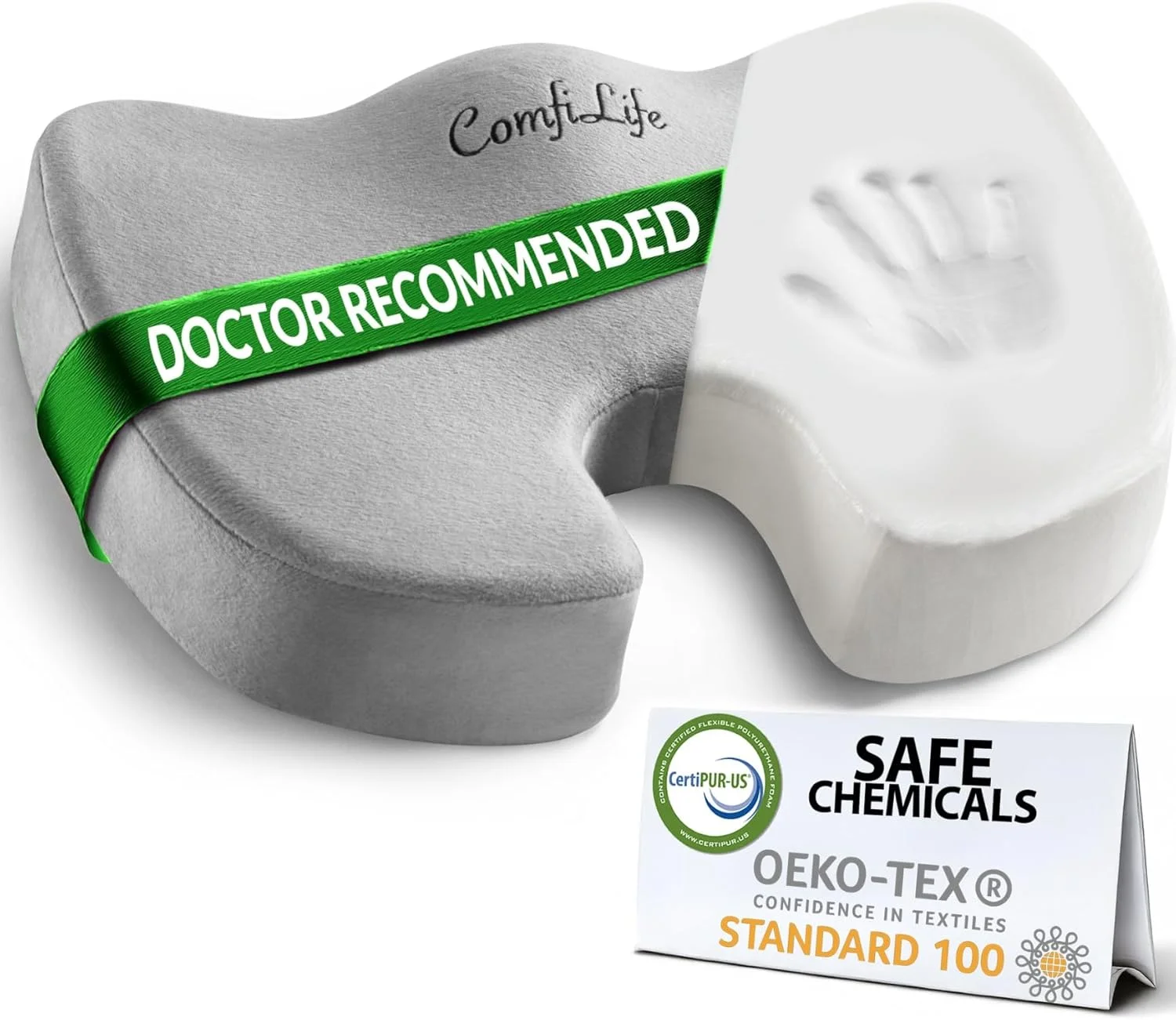 بالشتک صندلی راحتی ممتاز - بالشتک طبی ضد لغزش 100% فوم حافظه دار دنبالچه برای درد دنبالچه - بالشتک برای صندلی اداری صندلی ماشین - تسکین درد کمر و سیاتیک (خاکستری) بالشتک صندلی راحتی ممتاز - بالشتک طبی ضد لغزش 100% فوم حافظه دار دنبالچه برای درد دنبالچه - بالشتک برای صندلی اداری صندلی ماشین - تسکین درد کمر و سیاتیک (خاکستری)