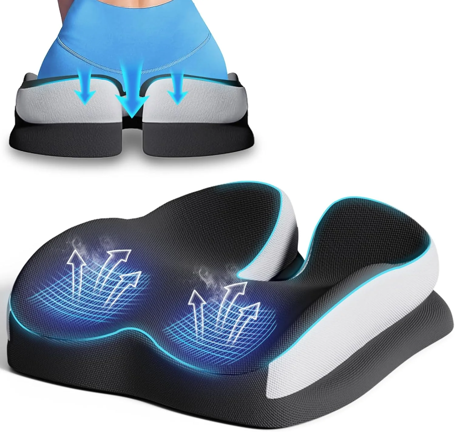 بالشتک صندلی بزرگ، بالشتک فوم حافظه دار برای تسکین فشار دنبالچه و درد استخوان دنبالچه، بالشتک پشتیبانی از کمر، پد صندلی ضد لغزش برای صندلی اداری، صندلی ماشین، ویلچر بالشتک صندلی بزرگ، بالشتک فوم حافظه دار برای تسکین فشار دنبالچه و درد استخوان دنبالچه، بالشتک پشتیبانی از کمر، پد صندلی ضد لغزش برای صندلی اداری، صندلی ماشین، ویلچر