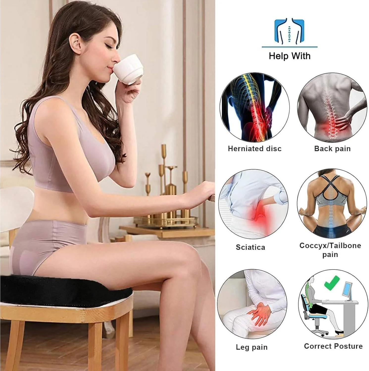 بالشتک صندلی راحتی ممتاز آنشون، بالشتک طبی فوم حافظه دار 100% با بند قابل تنظیم و روکش قابل شستشو - بالشتک برای صندلی اداری صندلی ماشین - تسکین درد کمر (بالشتک صندلی + پشتی) بالشتک صندلی راحتی ممتاز آنشون، بالشتک طبی فوم حافظه دار 100% با بند قابل تنظیم و روکش قابل شستشو - بالشتک برای صندلی اداری صندلی ماشین - تسکین درد کمر (بالشتک صندلی + پشتی)