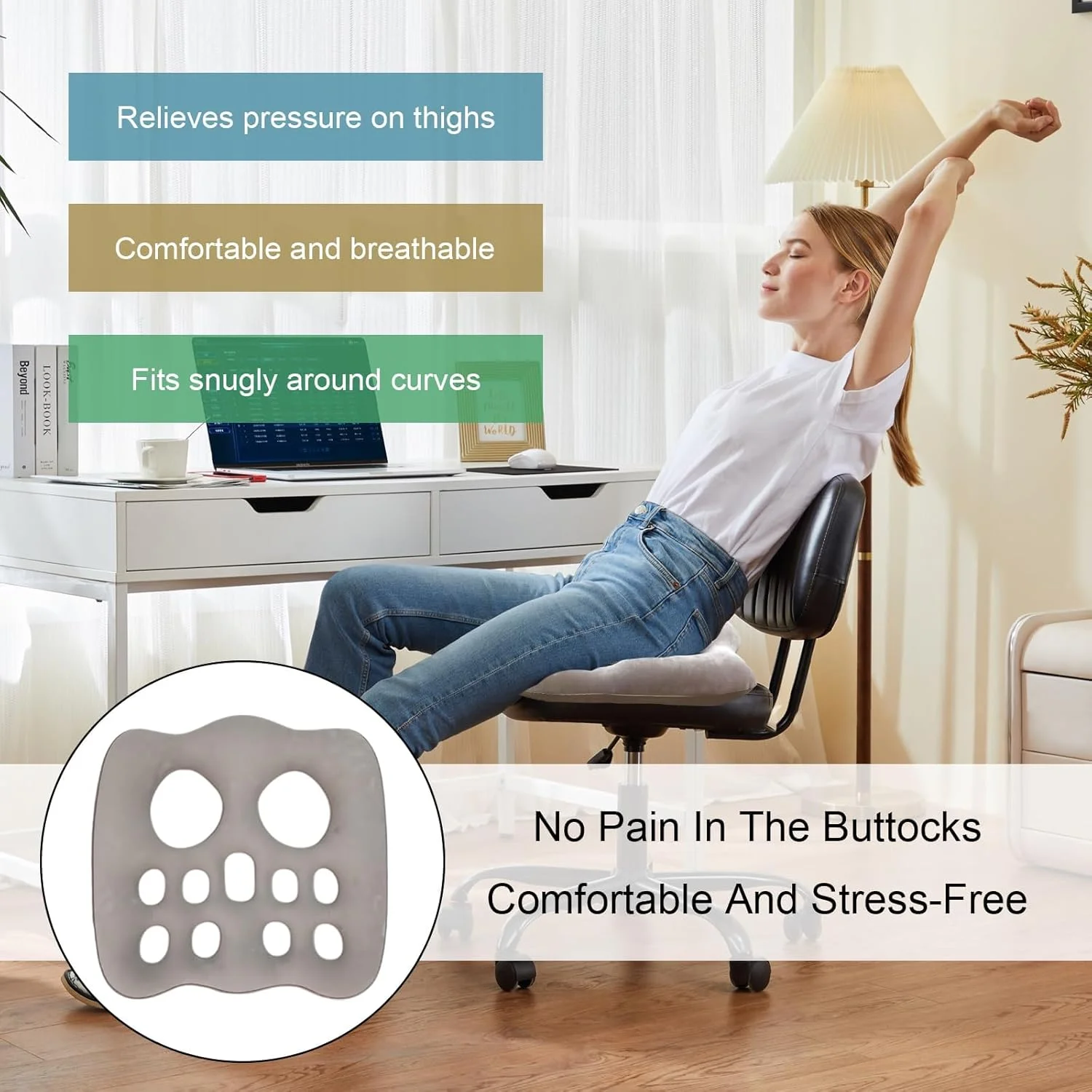 بالشتک دونات، حلقه لاستیکی برای نشستن، بالشتک بادی قابل حمل، بالشتک حلقه ای ارتوپدی، بالشتک صندلی برای دفتر، مناسب برای کمردرد، بواسیر، سیاتیک، زخم بستر