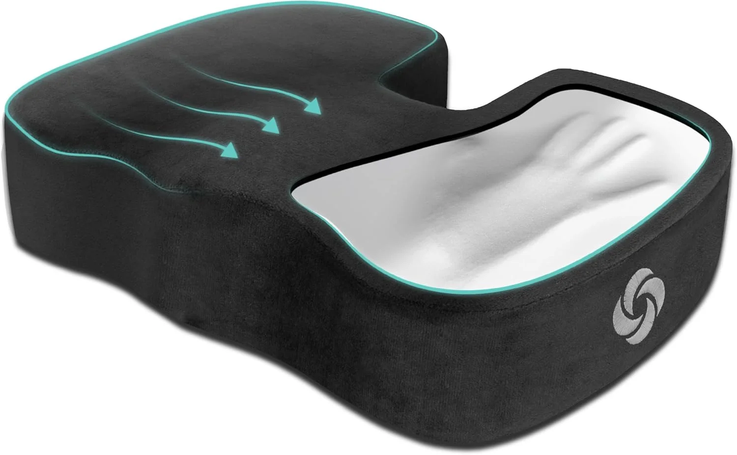 بالشتک صندلی طبی سامسونیت برای صندلی اداری یا صندلی ماشین [فوم حافظه دار درجه بالا]، بالش حمایتی چند منظوره با روکش مخملی نرم [ضخامت 2.75 اینچ]، مشکی