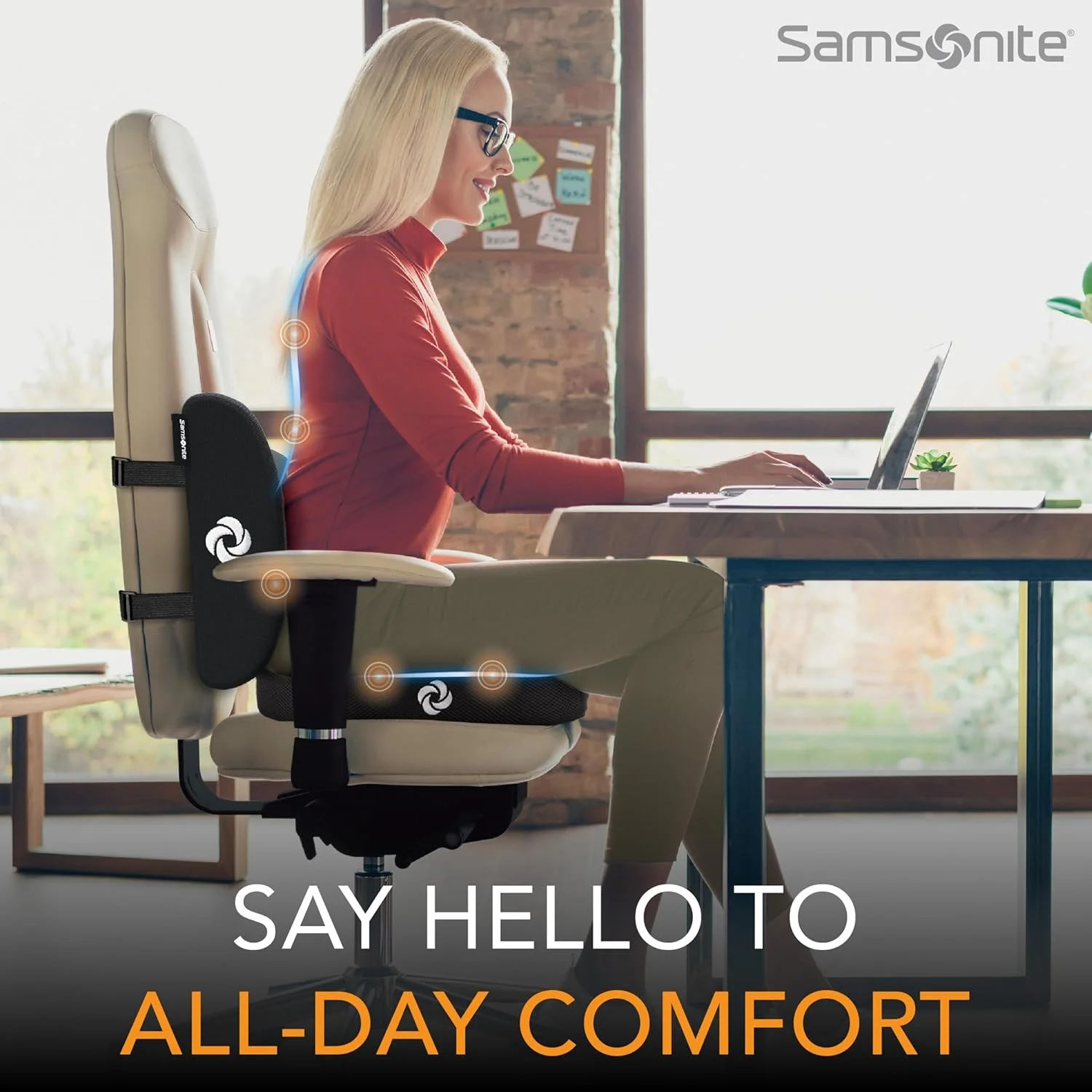 ست پشتیبانی کمر و کوسن صندلی 2 در 1 سامسونیت، فوم حافظه دار با درجه کیفی بالا و متعادل کننده حرکت، مناسب برای اکثر صندلی های اداری و صندلی خودرو، ارتقا دهنده کار و زندگی و افزایش تمرکز در طول روز ست پشتیبانی کمر و کوسن صندلی 2 در 1 سامسونیت، فوم حافظه دار با درجه کیفی بالا و متعادل کننده حرکت، مناسب برای اکثر صندلی های اداری و صندلی خودرو، ارتقا دهنده کار و زندگی و افزایش تمرکز در طول روز