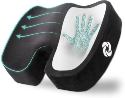 بالشتک صندلی طبی سامسونیت برای صندلی اداری یا صندلی ماشین [فوم حافظه دار درجه بالا]، بالش حمایتی چند منظوره با روکش مخملی نرم [ضخامت 2.75 اینچ]، مشکی