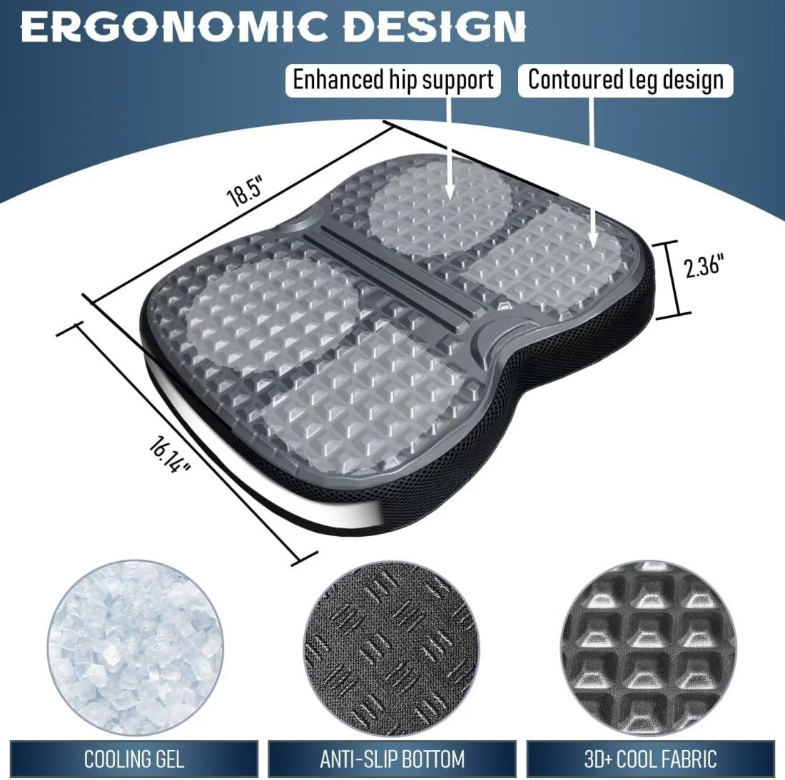 بالشتک صندلی، بالشتک صندلی مموری فوم، تسکین دهنده درد سیاتیک و دنبالچه، با ژل خنک کننده، خنک و تنفسی در تابستان، برای نشستن طولانی مدت روی صندلی های اداری، صندلی ماشین، مسافرت، رانندگی، ویلچر بالشتک صندلی، بالشتک صندلی مموری فوم، تسکین دهنده درد سیاتیک و دنبالچه، با ژل خنک کننده، خنک و تنفسی در تابستان، برای نشستن طولانی مدت روی صندلی های اداری، صندلی ماشین، مسافرت، رانندگی، ویلچر
