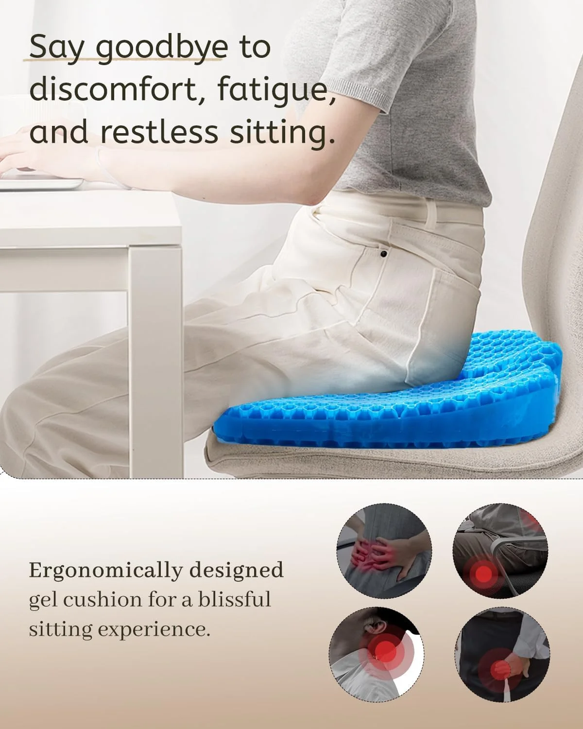 بالشتک ژله ای صندلی برای نشستن طولانی مدت و تسکین درد لگن (سایز بزرگ) - بالشتک های خنک کننده سه بعدی برای صندلی اداری، ماشین، ویلچر، روکش تنفسی و ضد لغزش با فناوری کاهش فشار بالشتک ژله ای صندلی برای نشستن طولانی مدت و تسکین درد لگن (سایز بزرگ) - بالشتک های خنک کننده سه بعدی برای صندلی اداری، ماشین، ویلچر، روکش تنفسی و ضد لغزش با فناوری کاهش فشار