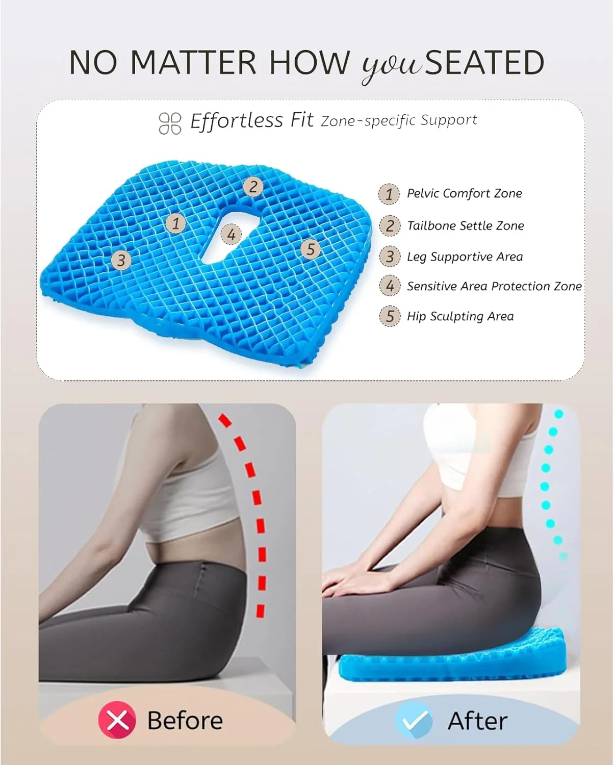 بالشتک صندلی فوم مموری ژل خنک کننده - پد لانه زنبوری تنفسی برای تسکین درد سیاتیک و دنبالچه، کاهش فشار و توزیع وزن برای دفتر، ماشین، ویلچر، خانه بالشتک صندلی فوم مموری ژل خنک کننده - پد لانه زنبوری تنفسی برای تسکین درد سیاتیک و دنبالچه، کاهش فشار و توزیع وزن برای دفتر، ماشین، ویلچر، خانه