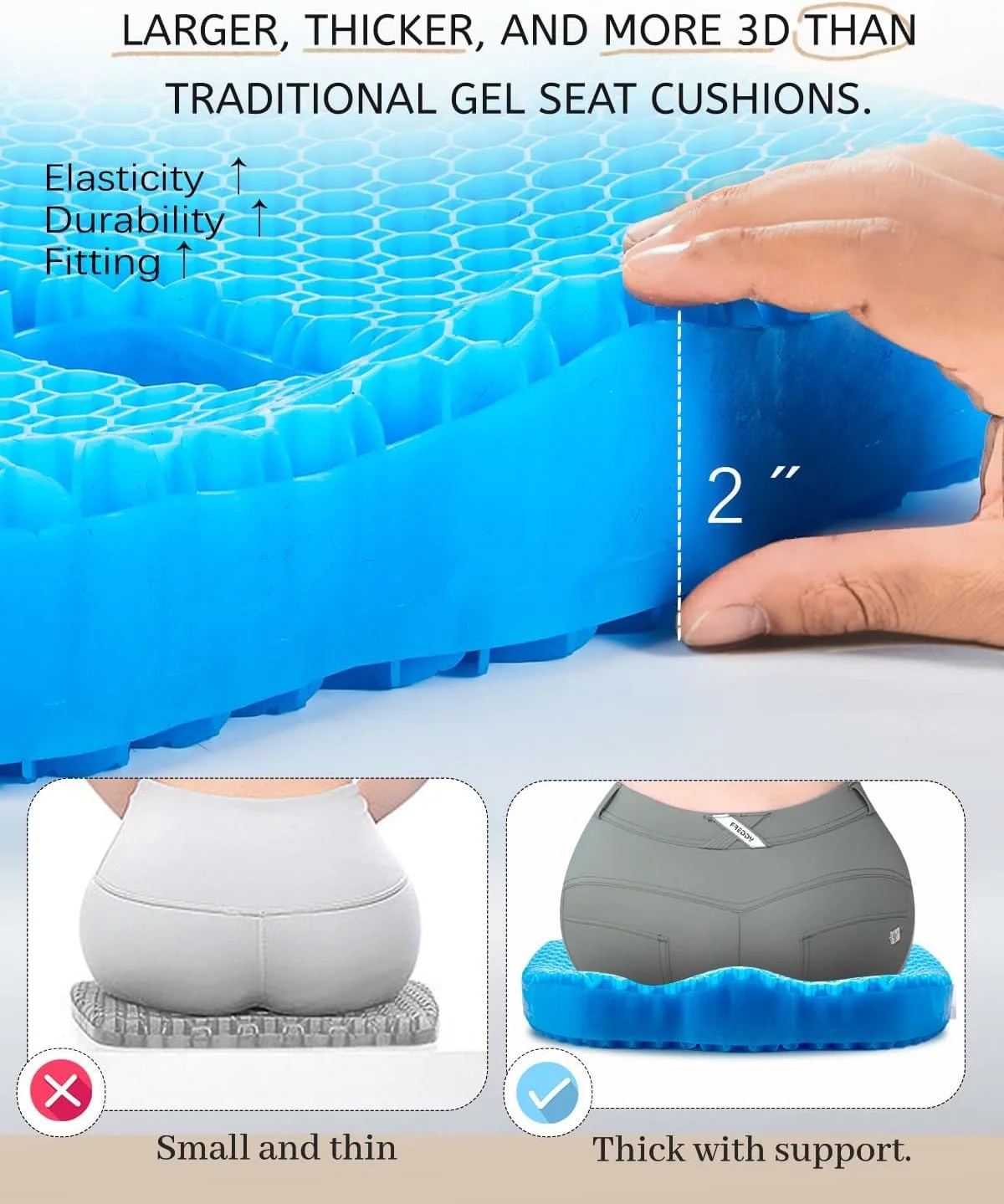بالشتک ژله ای صندلی برای نشستن طولانی مدت و تسکین درد لگن (سایز بزرگ) - بالشتک های خنک کننده سه بعدی برای صندلی اداری، ماشین، ویلچر، روکش تنفسی و ضد لغزش با فناوری کاهش فشار بالشتک ژله ای صندلی برای نشستن طولانی مدت و تسکین درد لگن (سایز بزرگ) - بالشتک های خنک کننده سه بعدی برای صندلی اداری، ماشین، ویلچر، روکش تنفسی و ضد لغزش با فناوری کاهش فشار