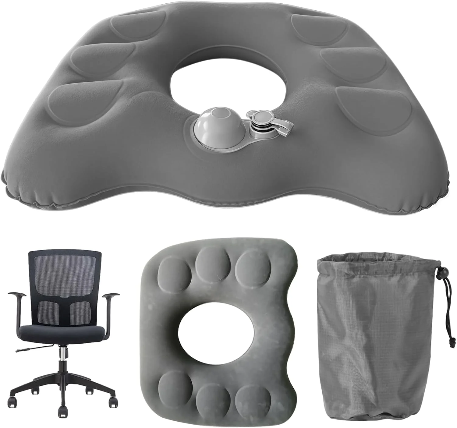 بالشتک صندلی ارتوپدی Sporgo، بالشتک صندلی بادی ارگونومیک با سوراخ برای دنبالچه و درد کمر، بالشتک دوناتی، بالشتک صندلی اداری، بالشتک دنبالچه