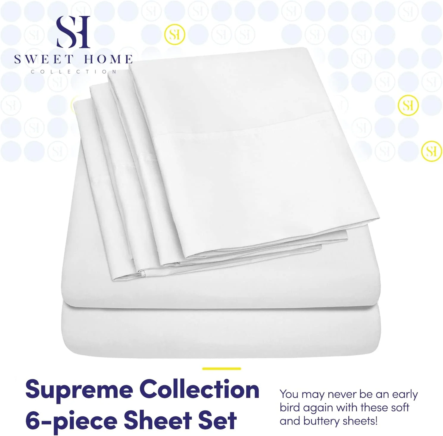 ست ملحفه 6 تکه Sweet Home Collection، میکروفیبر لطیف با تراکم 1500، جیب عمیق - روبالشتی اضافی، ارزشمند، سایز کوئین، سفید ست ملحفه 6 تکه Sweet Home Collection، میکروفیبر لطیف با تراکم 1500، جیب عمیق - روبالشتی اضافی، ارزشمند، سایز کوئین، سفید