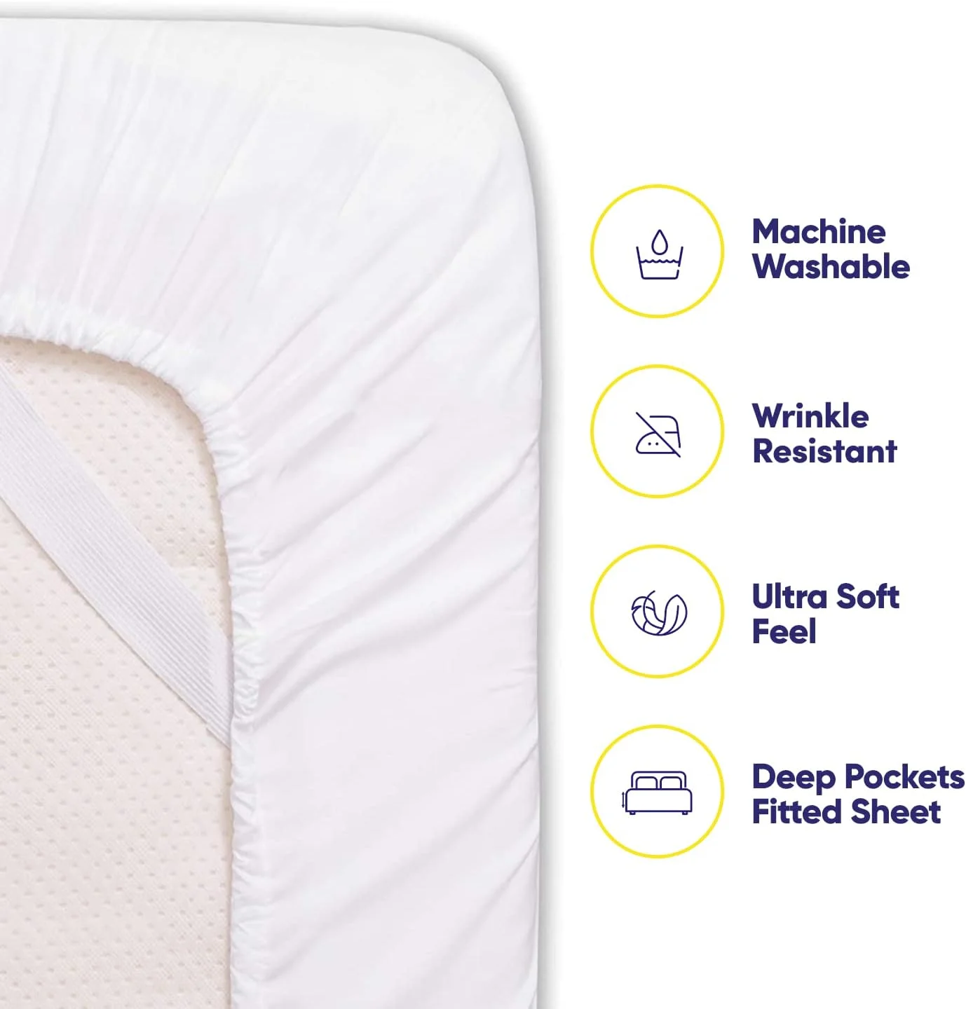 ست ملحفه 6 تکه Sweet Home Collection، میکروفیبر لطیف با تراکم 1500، جیب عمیق - روبالشتی اضافی، ارزشمند، سایز کوئین، سفید ست ملحفه 6 تکه Sweet Home Collection، میکروفیبر لطیف با تراکم 1500، جیب عمیق - روبالشتی اضافی، ارزشمند، سایز کوئین، سفید