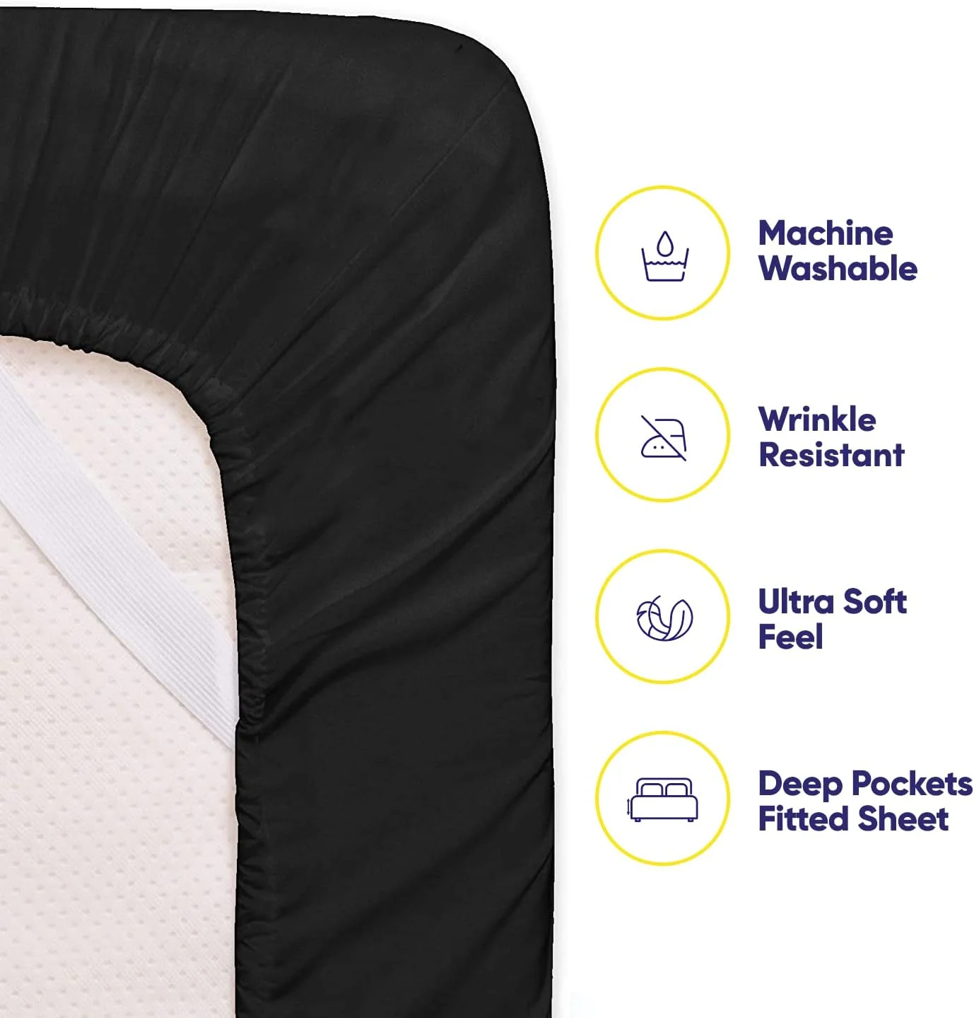 ملحفه تخت خواب سایز کینگ سوییت هوم کالکشن - ست ملحفه 6 تکه 1500 سوپریم کالکشن میکروفیبر برس خورده با کیفیت، جیب عمیق، شامل 2 روبالشتی اضافه، ارزش عالی، کینگ، مشکی