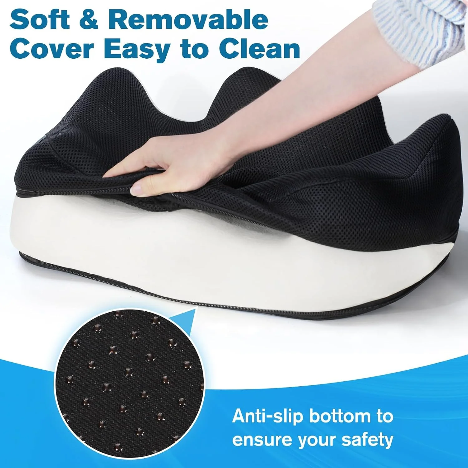 بالشتک صندلی مموری فوم اسپاردار، روکش مخملی نرم با زیره ضد لغزش، تسکین ارتوپدی درد دنبالچه، استخوان خاجی، سیاتیک و کمر برای صندلی اداری، صندلی ماشین و ویلچر