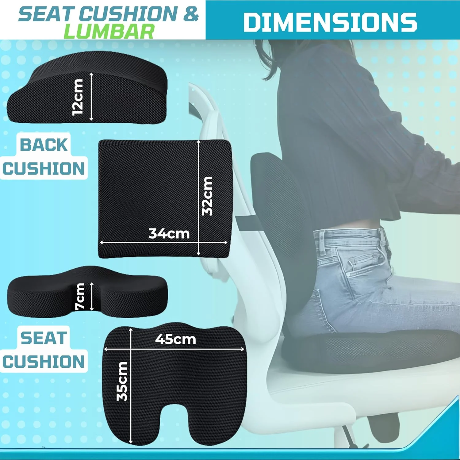 بالشتک صندلی ارتوپدی و پشتی کمری SOFIA® - فوم حافظه دار برای صندلی اداری، خودرو و ویلچر - بالشتک دنبالچه برای تسکین درد دنبالچه و سیاتیک - روکش قابل شستشو، بند قابل تنظیم و کیف هدیه. بالشتک صندلی ارتوپدی و پشتی کمری SOFIA® - فوم حافظه دار برای صندلی اداری، خودرو و ویلچر - بالشتک دنبالچه برای تسکین درد دنبالچه و سیاتیک - روکش قابل شستشو، بند قابل تنظیم و کیف هدیه.