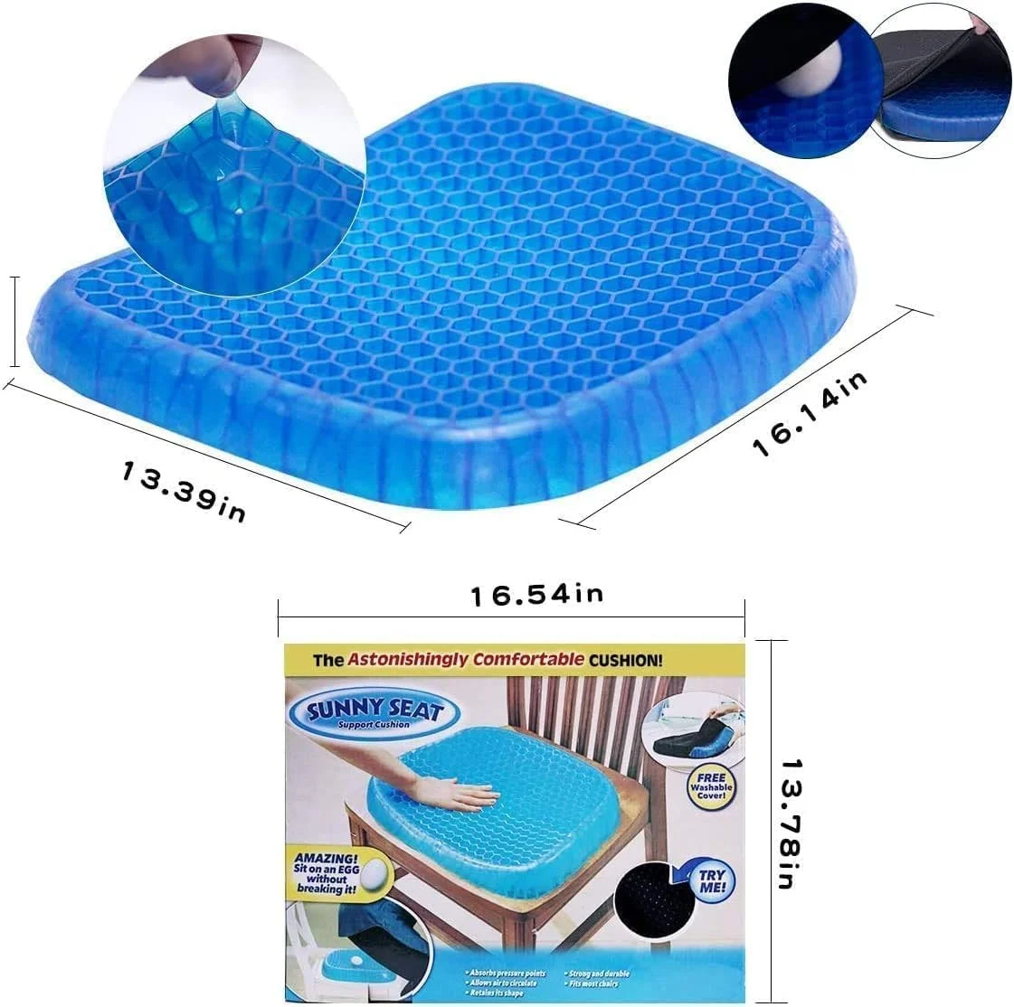 بالشتک صندلی ژله ای تنفسی با روکش ضد لغزش برای تسکین درد دنبالچه و کمر، بالشتک ژله ای سیلیکونی طرح لانه زنبوری برای صندلی اداری، ماشین، ویلچر، پد صندلی ارگونومیک منحنی، آبی بالشتک صندلی ژله ای تنفسی با روکش ضد لغزش برای تسکین درد دنبالچه و کمر، بالشتک ژله ای سیلیکونی طرح لانه زنبوری برای صندلی اداری، ماشین، ویلچر، پد صندلی ارگونومیک منحنی، آبی