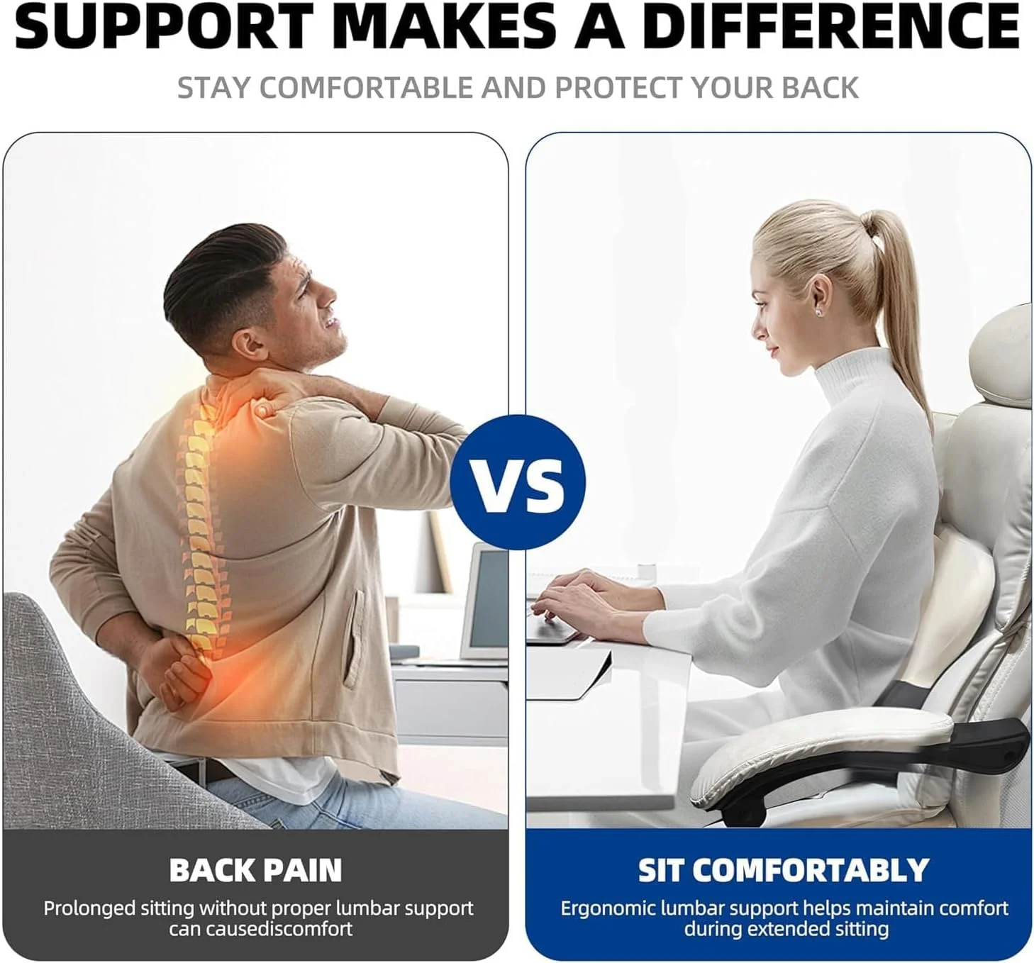 بالشتک پشتی کمری، پشتیبانی مموری فوم برای تسکین درد، بالشتک ارگونومیک کمر برای صندلی اداری، صندلی ماشین، استفاده در منزل، روکش قابل جابجایی و شستشو (سیاه و سفید) بالشتک پشتی کمری، پشتیبانی مموری فوم برای تسکین درد، بالشتک ارگونومیک کمر برای صندلی اداری، صندلی ماشین، استفاده در منزل، روکش قابل جابجایی و شستشو (سیاه و سفید)