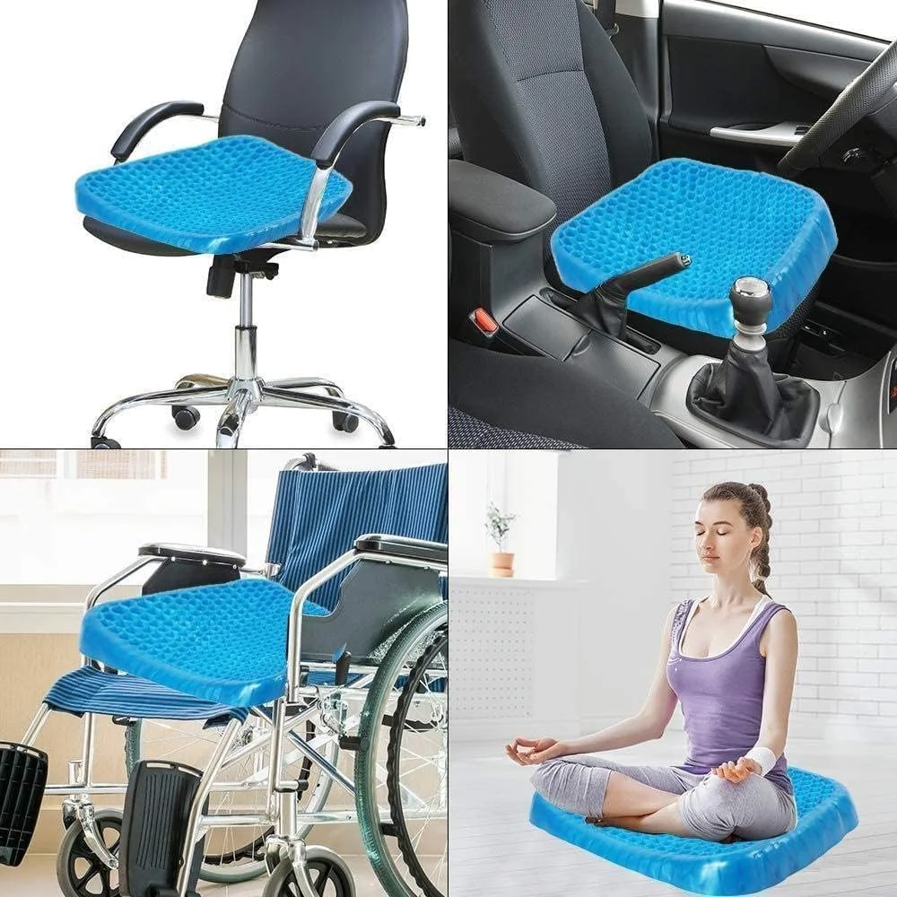بالشتک صندلی ژله ای تنفسی با روکش ضد لغزش برای تسکین درد دنبالچه و کمر، بالشتک ژله ای سیلیکونی طرح لانه زنبوری برای صندلی اداری، ماشین، ویلچر، پد صندلی ارگونومیک منحنی، آبی بالشتک صندلی ژله ای تنفسی با روکش ضد لغزش برای تسکین درد دنبالچه و کمر، بالشتک ژله ای سیلیکونی طرح لانه زنبوری برای صندلی اداری، ماشین، ویلچر، پد صندلی ارگونومیک منحنی، آبی