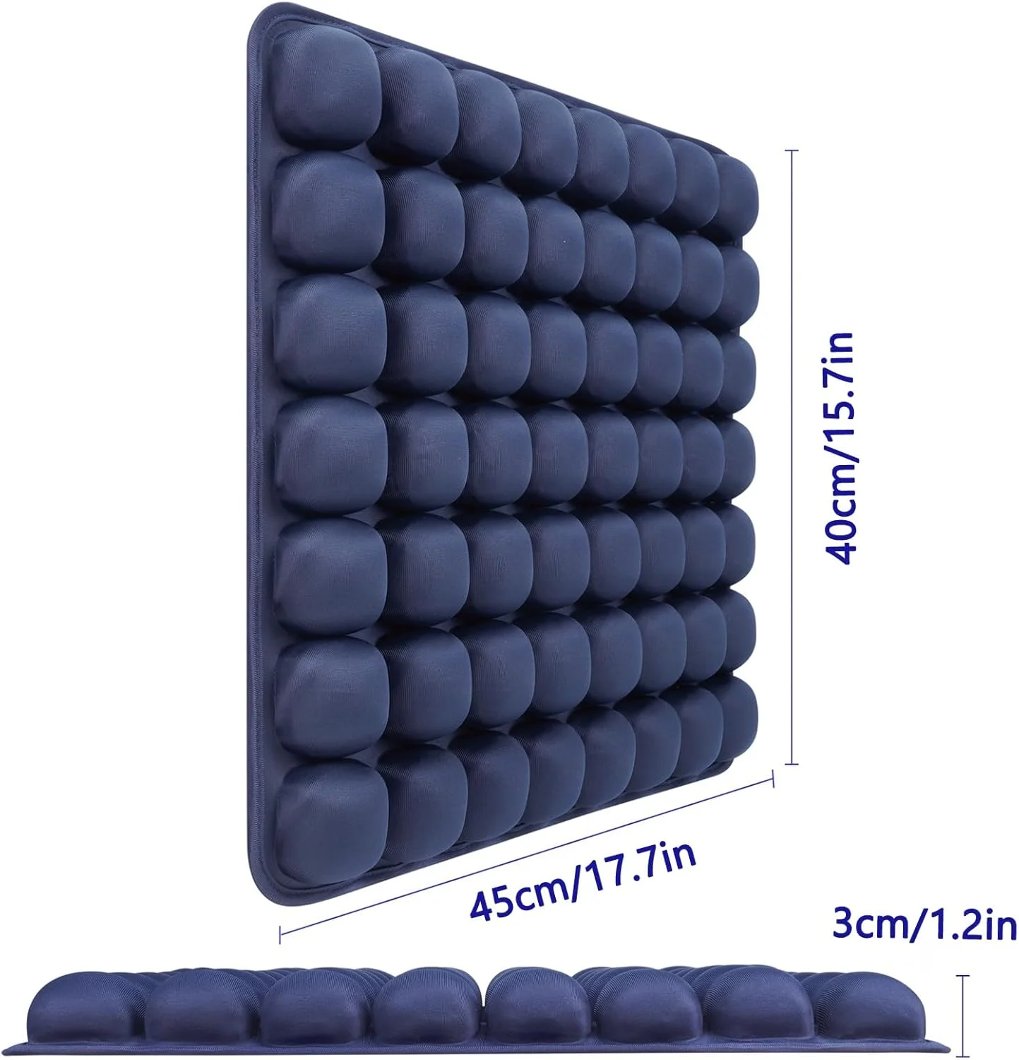 بالشتک صندلی بادی سانفیکون، بالشتک صندلی قابل حمل برای صندلی ماشین، صندلی اداری، ویلچر، پد ضد زخم بستر، ارتوپدی، تسکین درد و فشار، تشک صندلی کمپینگ به همراه پمپ، 45.72 در 40.64 در 2.54 سانتی متر، آبی