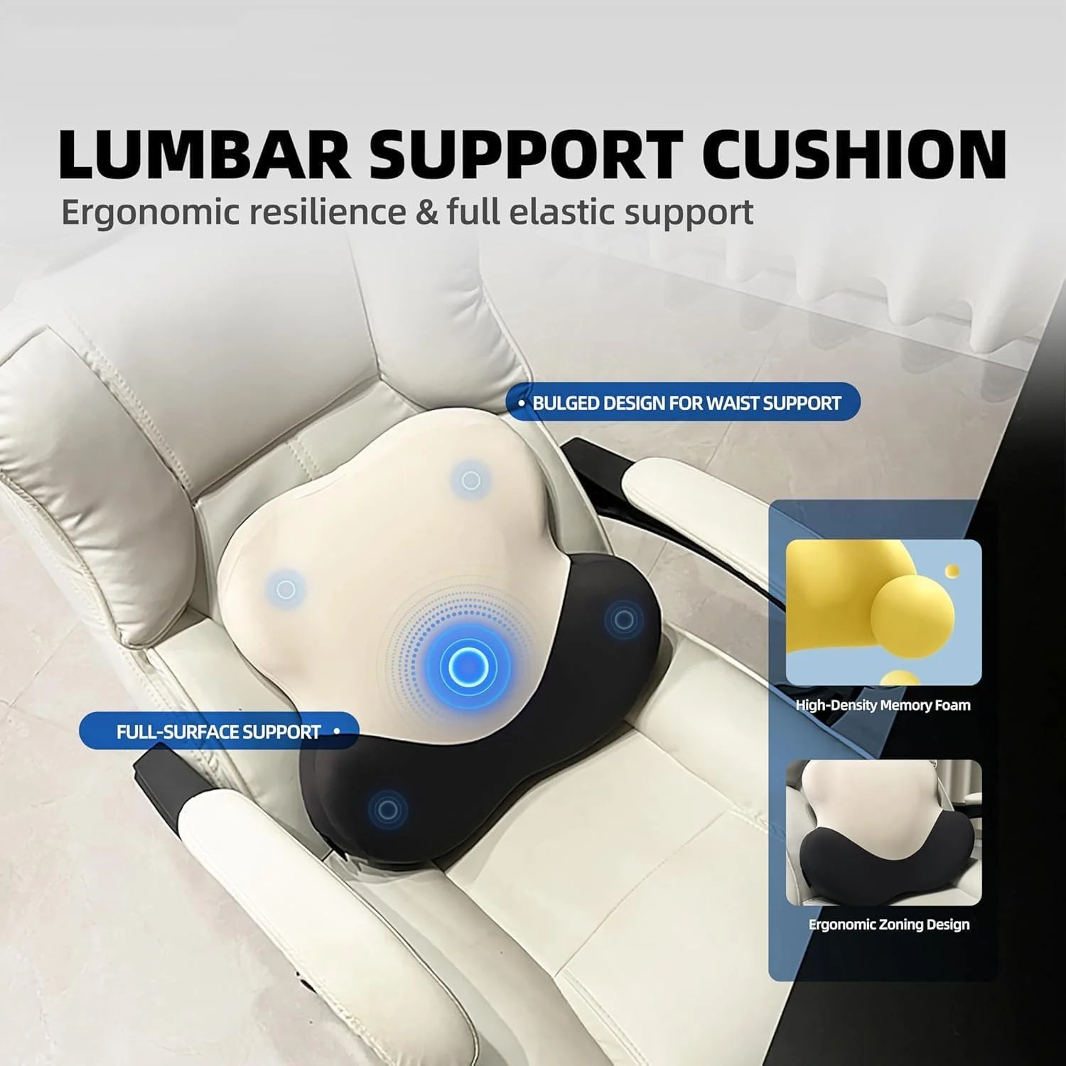بالشتک پشتی کمری، پشتیبانی مموری فوم برای تسکین درد، بالشتک ارگونومیک کمر برای صندلی اداری، صندلی ماشین، استفاده در منزل، روکش قابل جابجایی و شستشو (سیاه و سفید) بالشتک پشتی کمری، پشتیبانی مموری فوم برای تسکین درد، بالشتک ارگونومیک کمر برای صندلی اداری، صندلی ماشین، استفاده در منزل، روکش قابل جابجایی و شستشو (سیاه و سفید)