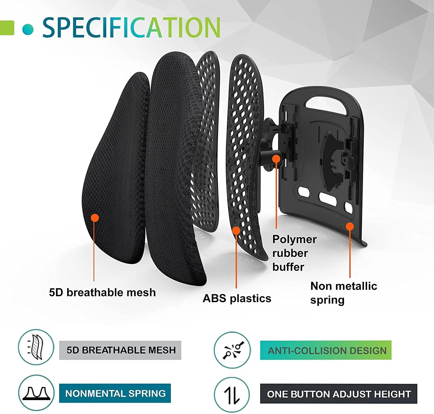 بالشتک کمری SKADE برای صندلی اداری، پشتی ارگونومیک صندلی اداری برای خودرو، قابل تنظیم در پنج ارتفاع، پشتیبانی تنفسی از کمر، تسکین درد کمر، توری سه بعدی قابل جابجایی بالشتک کمری SKADE برای صندلی اداری، پشتی ارگونومیک صندلی اداری برای خودرو، قابل تنظیم در پنج ارتفاع، پشتیبانی تنفسی از کمر، تسکین درد کمر، توری سه بعدی قابل جابجایی