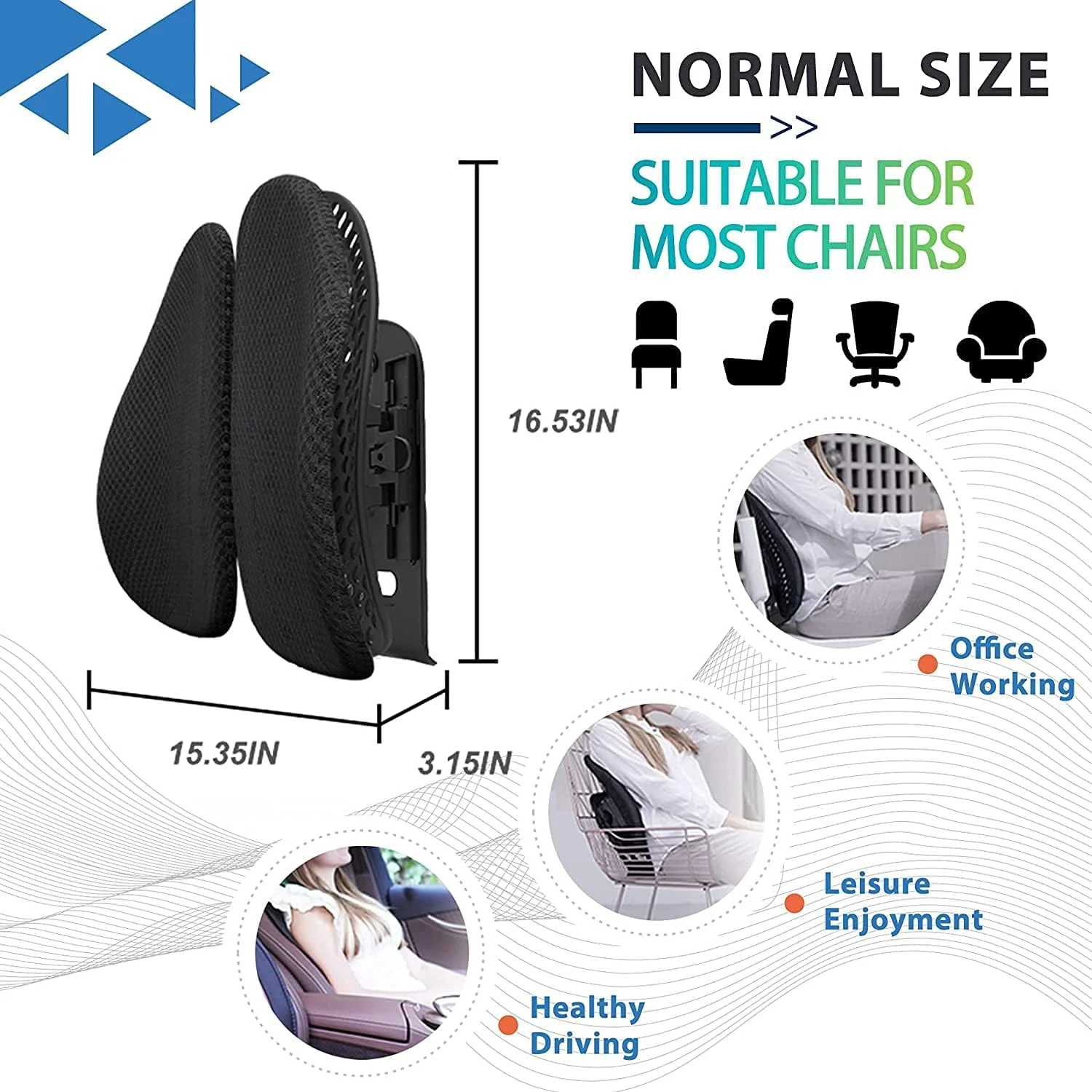 بالشتک کمری SKADE برای صندلی اداری، پشتی ارگونومیک صندلی اداری برای خودرو، قابل تنظیم در پنج ارتفاع، پشتیبانی تنفسی از کمر، تسکین درد کمر، توری سه بعدی قابل جابجایی بالشتک کمری SKADE برای صندلی اداری، پشتی ارگونومیک صندلی اداری برای خودرو، قابل تنظیم در پنج ارتفاع، پشتیبانی تنفسی از کمر، تسکین درد کمر، توری سه بعدی قابل جابجایی