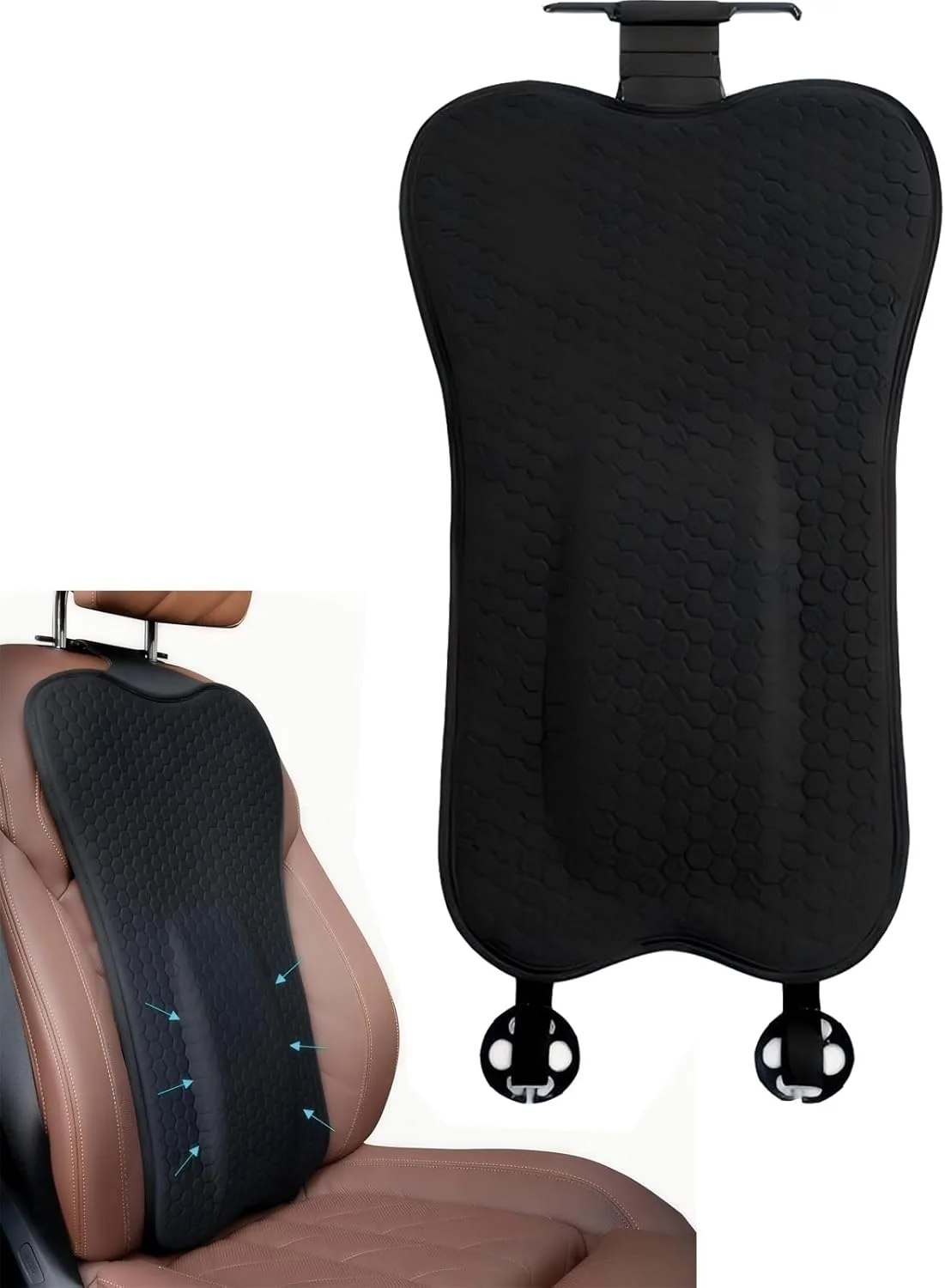 بالشتک پشتیبانی کمر، بالشتک کمری ژله ای، فوم حافظه دار ارگونومیک، برگشت پذیری راحت، مناسب برای ساعات طولانی کار، صندلی تخت، صندلی ماشین، صندلی اداری، صندلی گیمینگ، پدهای ارتوپدی تسکین درد کمر
