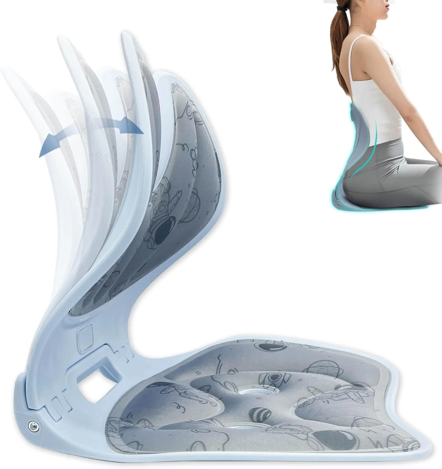 بالش طبی تکیه‌گاه کمر تریفی، اصلاح‌کننده وضعیت بدنی تاشو، پشتیبانی ارگونومیک کمر برای صندلی اداری، تسکین درد کمر، وسیله رفع فشار ستون فقرات برای صندلی میز، تخت و زمین (خاکستری)