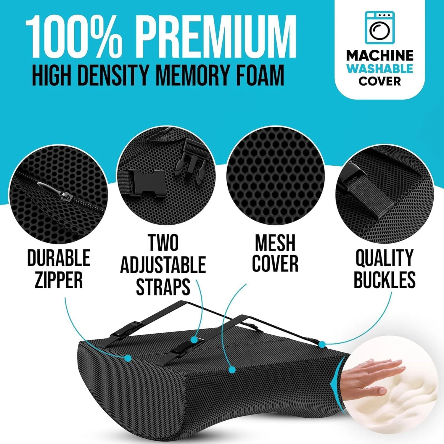 بالشتک پشتی کمری برای صندلی اداری، فوم حافظه‌دار، بالشتک صندلی خودرو و بالشتک ارتوپدی کمر، پدهای ارگونومیک نشستن، برای سیاتیک، کمردرد و تسکین درد دنبالچه (مشکی)