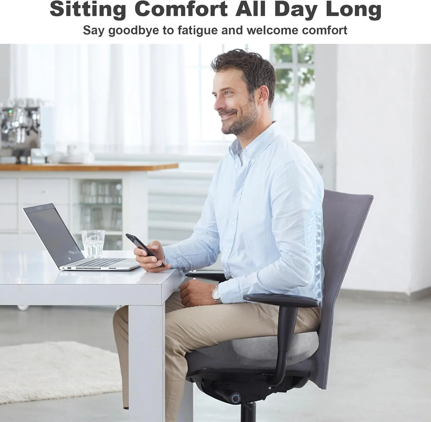 بالشتک صندلی مموری فوم برای تسکین درد دنبالچه با سوراخ مرکزی برش خورده U شکل برای هموروئید، سیاتیک، بالش درد کمر برای استفاده در دفتر، ماشین، ویلچر، نشستن بعد از جراحی (خاکستری، مردانه)