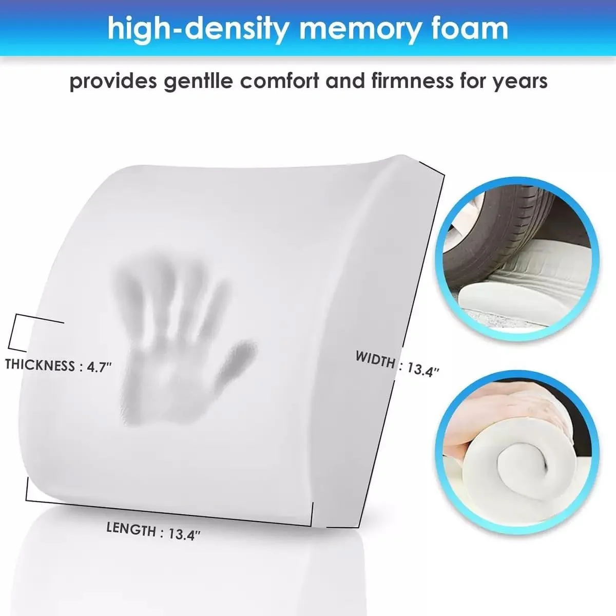 بالشتک پشتی کمری برای صندلی اداری، فوم حافظه‌دار، بالشتک صندلی خودرو و بالشتک ارتوپدی کمر، پدهای ارگونومیک نشستن، برای سیاتیک، کمردرد و تسکین درد دنبالچه (مشکی)