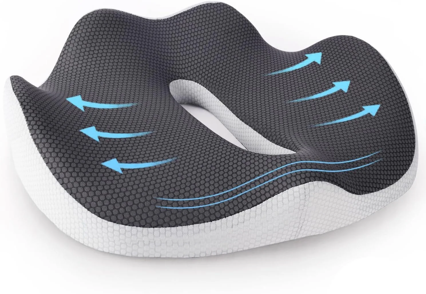 بالشتک صندلی SYOSI برای دفتر کار، بالشتک صندلی فوم حافظه دار با پوشش کامل سه بعدی، برای تسکین فشار، سیاتیک و درد دنبالچه، پد دنبالچه فوم حافظه دار ارگونومیک برای دفتر کار، خانه، ماشین (خاکستری)