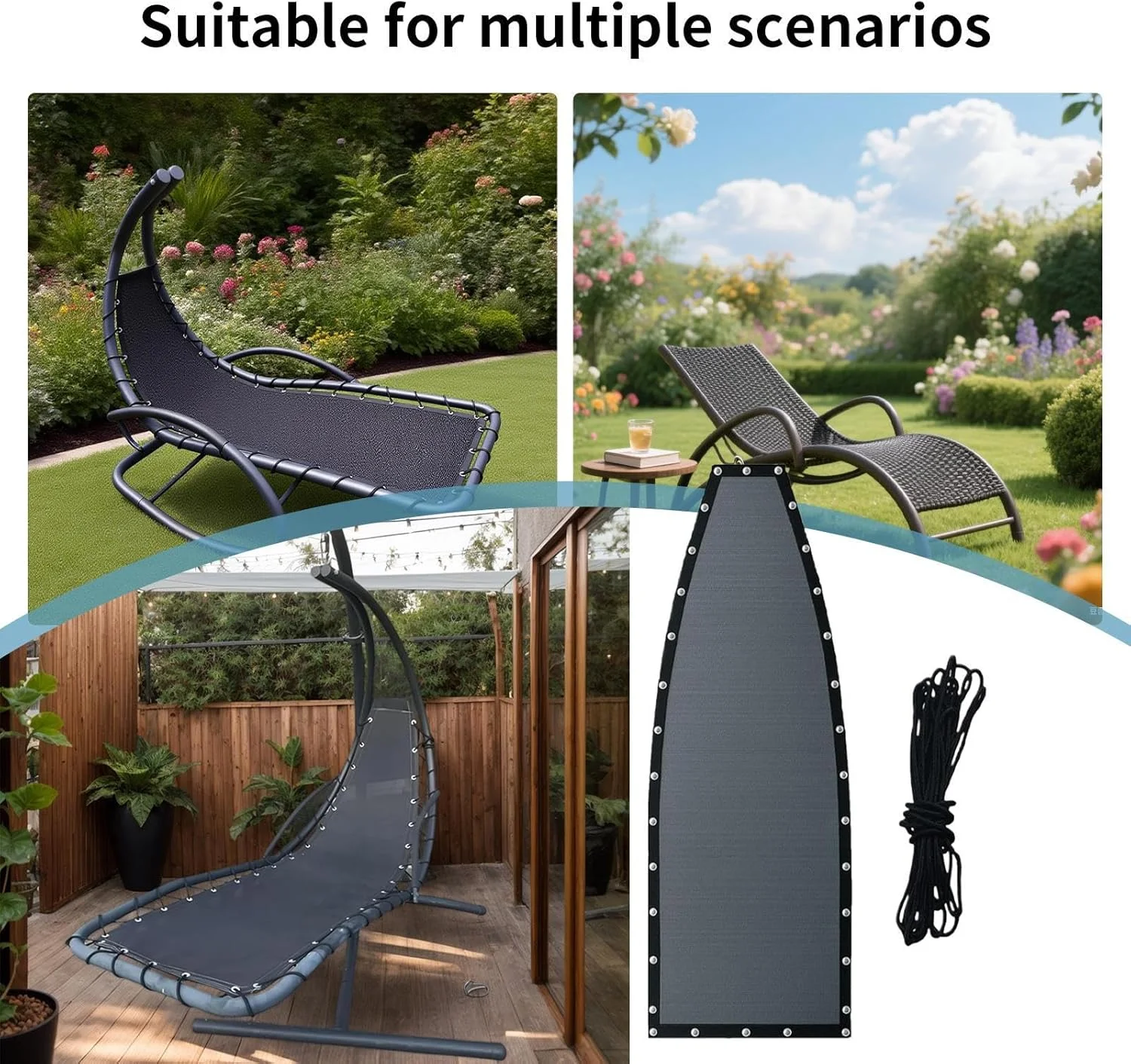 پارچه جایگزین صندلی آویز - روکش صندلی یدکی صندلی آویز، روکش جایگزین مقاوم در برابر سایش برای پاسیو، باغ، بالکن، حیاط - مناسب فضای باز