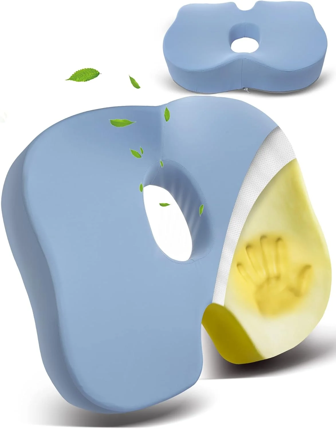 بالشتک طبی دنبالچه برای تسکین سیاتیک و کمردرد، بالشتک نشیمنگاه فوم حافظه دار ضد لغزش برای ماشین، ویلچر، صندلی اداری (خاکستری)