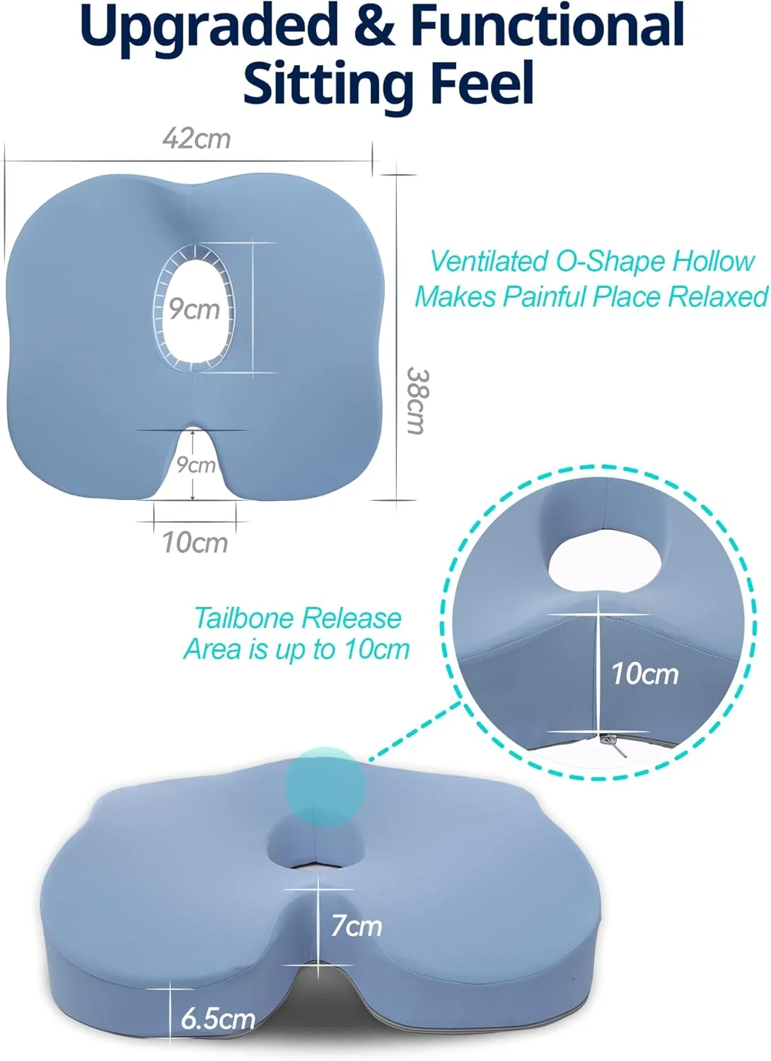 بالشتک طبی دنبالچه برای تسکین سیاتیک و کمردرد، بالشتک نشیمنگاه فوم حافظه دار ضد لغزش برای ماشین، ویلچر، صندلی اداری (خاکستری) بالشتک طبی دنبالچه برای تسکین سیاتیک و کمردرد، بالشتک نشیمنگاه فوم حافظه دار ضد لغزش برای ماشین، ویلچر، صندلی اداری (خاکستری)