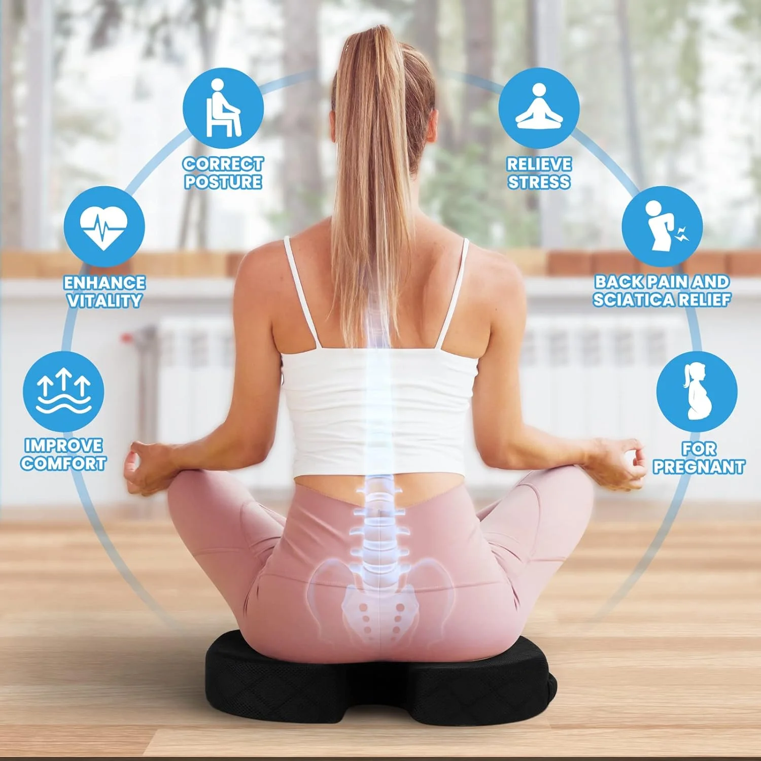 بالشتک صندلی اداری/خودرو TushGuard، پد صندلی ضد لغزش برای تسکین درد دنبالچه و کمر، بالشتک فوم حافظه دار برای میز کامپیوتر، ویلچر و رانندگی (مشکی) بالشتک صندلی اداری/خودرو TushGuard، پد صندلی ضد لغزش برای تسکین درد دنبالچه و کمر، بالشتک فوم حافظه دار برای میز کامپیوتر، ویلچر و رانندگی (مشکی)