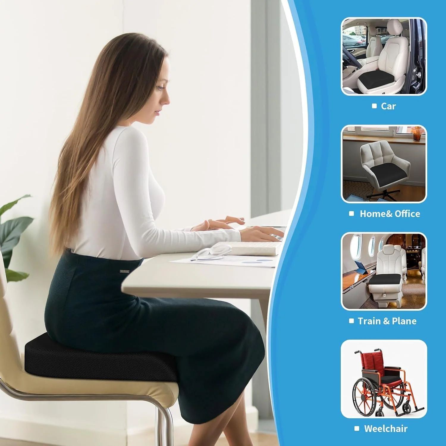 بالشتک صندلی بزرگ TranquilRelax، بالشتک فوم حافظهدار برای نشستن طولانی مدت روی صندلی اداری، خانه و ماشین، پد صندلی ضد لغزش برای تسکین درد کمر، سیاتیک، باسن و دنبالچه (مشکی) بالشتک صندلی بزرگ TranquilRelax، بالشتک فوم حافظهدار برای نشستن طولانی مدت روی صندلی اداری، خانه و ماشین، پد صندلی ضد لغزش برای تسکین درد کمر، سیاتیک، باسن و دنبالچه (مشکی)