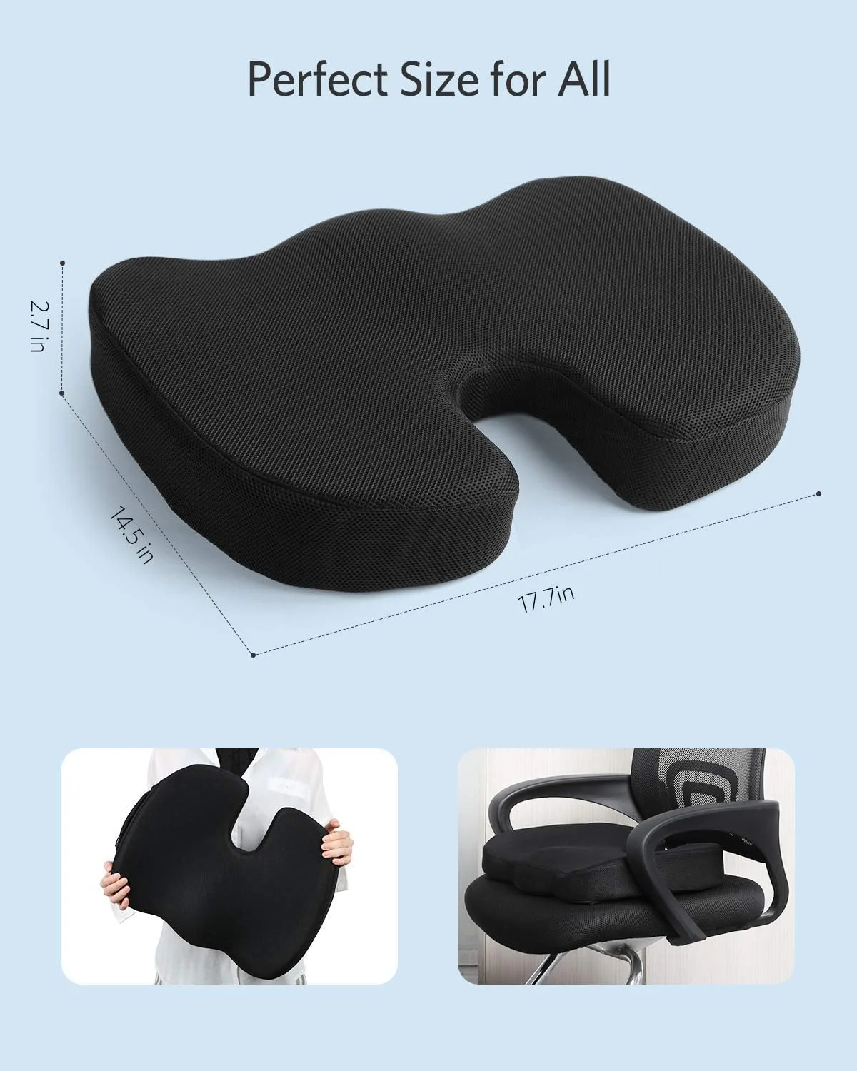 بالشتک صندلی U-HOOME فوم حافظهدار ژل ضد لغزش ارتوپدی، تسکین دهنده کمر و سیاتیک، برای صندلی اداری صندلی ماشین، طراحی ارگونومیک و تنفسی - خاکستری بالشتک صندلی U-HOOME فوم حافظهدار ژل ضد لغزش ارتوپدی، تسکین دهنده کمر و سیاتیک، برای صندلی اداری صندلی ماشین، طراحی ارگونومیک و تنفسی - خاکستری