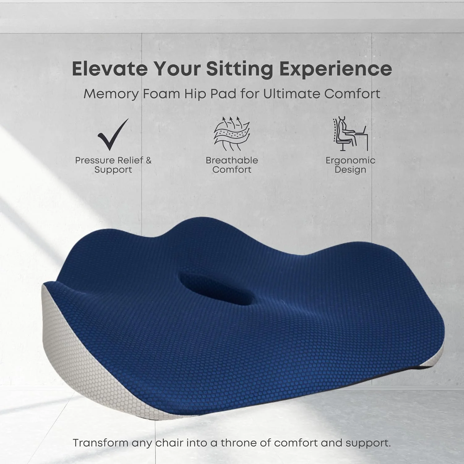 بالشتک فوم صندلی مموری - پشتیبانی از صندلی برای صندلی اداری، ماشین و استفاده در منزل - روکش تنفسی - آبی بالشتک فوم صندلی مموری - پشتیبانی از صندلی برای صندلی اداری، ماشین و استفاده در منزل - روکش تنفسی - آبی