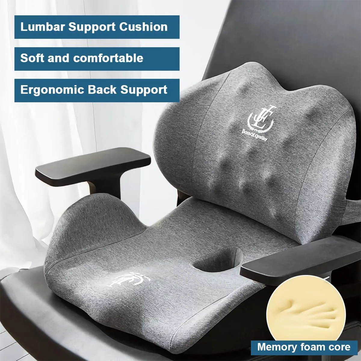 کوسن پشتیبانی کمری، بالشتک صندلی برای صندلی اداری بالشتک فوم حافظه دار با روکش قابل شستشو، پد پشتیبانی ارگونومیک برای تسکین درد دنبالچه، کمردرد، سیاتیک، مناسب برای خانه و ماشین کوسن پشتیبانی کمری، بالشتک صندلی برای صندلی اداری بالشتک فوم حافظه دار با روکش قابل شستشو، پد پشتیبانی ارگونومیک برای تسکین درد دنبالچه، کمردرد، سیاتیک، مناسب برای خانه و ماشین