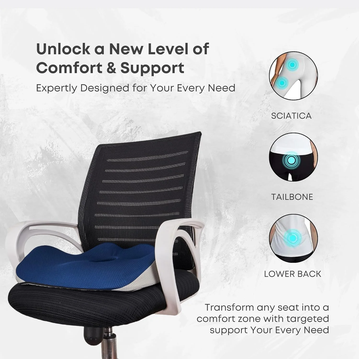 بالشتک فوم صندلی مموری - پشتیبانی از صندلی برای صندلی اداری، ماشین و استفاده در منزل - روکش تنفسی - آبی بالشتک فوم صندلی مموری - پشتیبانی از صندلی برای صندلی اداری، ماشین و استفاده در منزل - روکش تنفسی - آبی