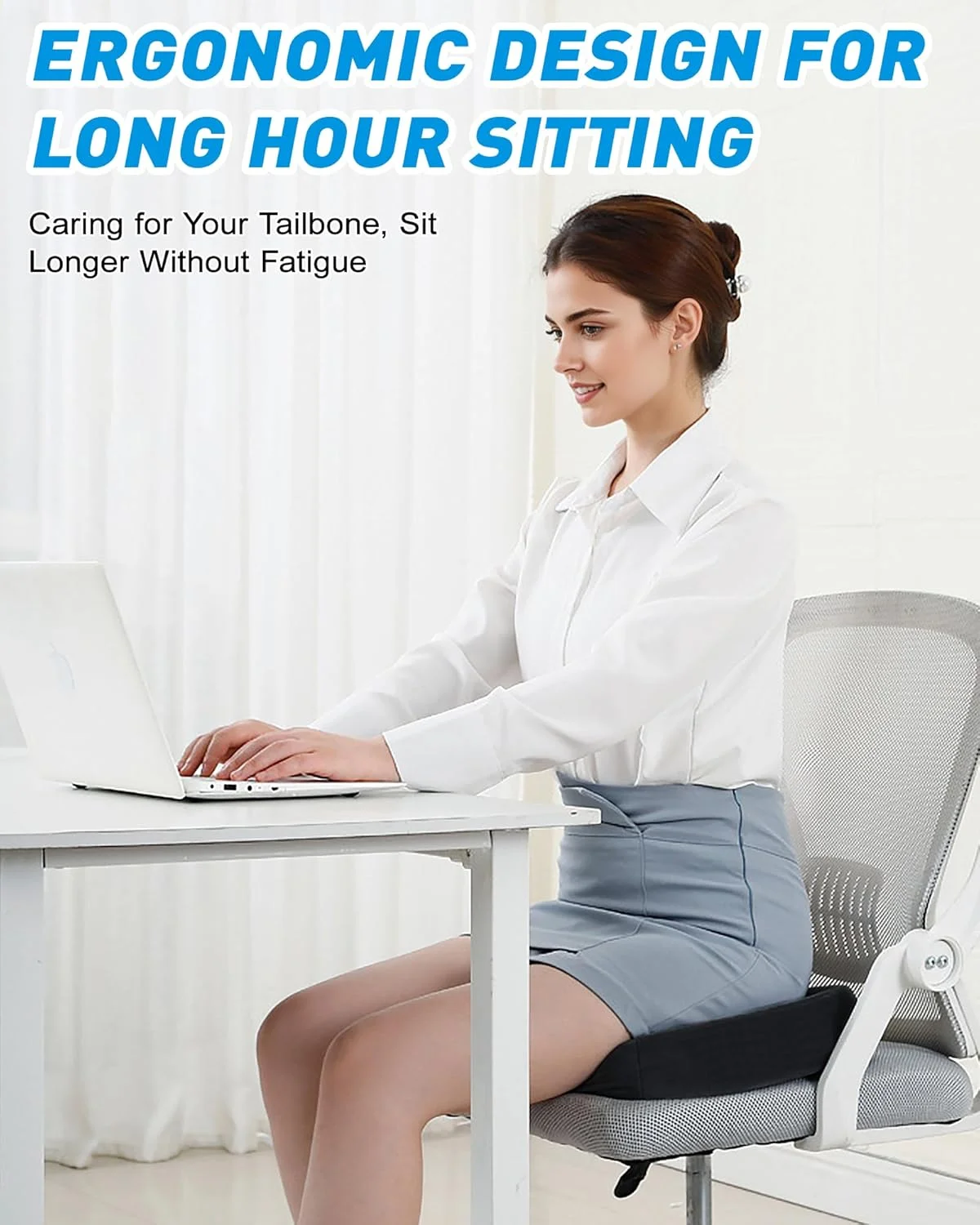 بالشتک صندلی فوم مموری ژل برای تسکین درد دنبالچه، بالشتک صندلی ارگونومیک U شکل، کاهش فشار، بالشتک صندلی اداری برای صندلی میز، صندلی ماشین، هواپیما و ویلچر (مشکی)