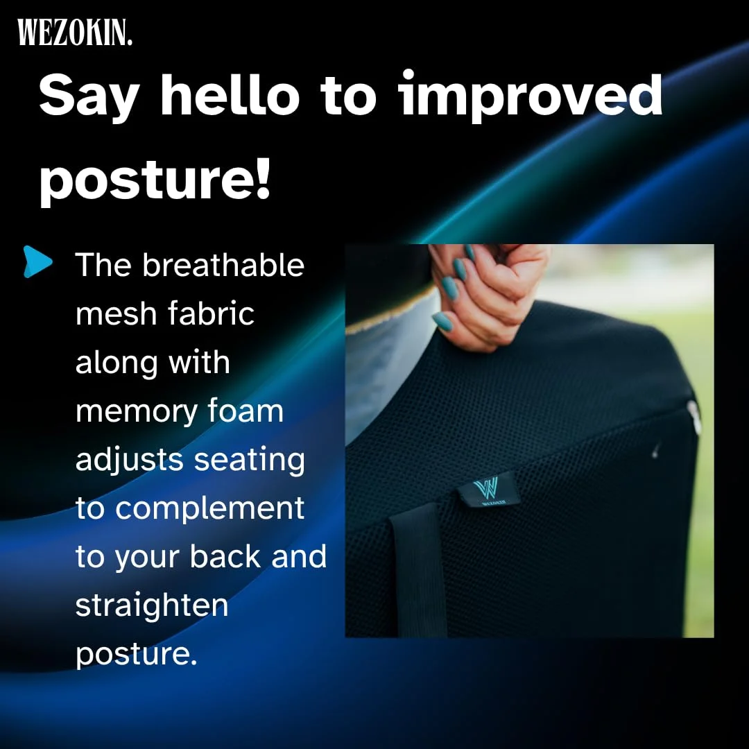 بالشتک فوم حافظهدار WEZOKIN برای صندلی اداری، روکش صندلی خودرو و صندلی تکیه گاه دار، پشتیبانی ارگونومیک از کمر، لوازم جانبی خودرو برای تسکین درد و اصلاح کننده وضعیت بدن بالشتک فوم حافظهدار WEZOKIN برای صندلی اداری، روکش صندلی خودرو و صندلی تکیه گاه دار، پشتیبانی ارگونومیک از کمر، لوازم جانبی خودرو برای تسکین درد و اصلاح کننده وضعیت بدن